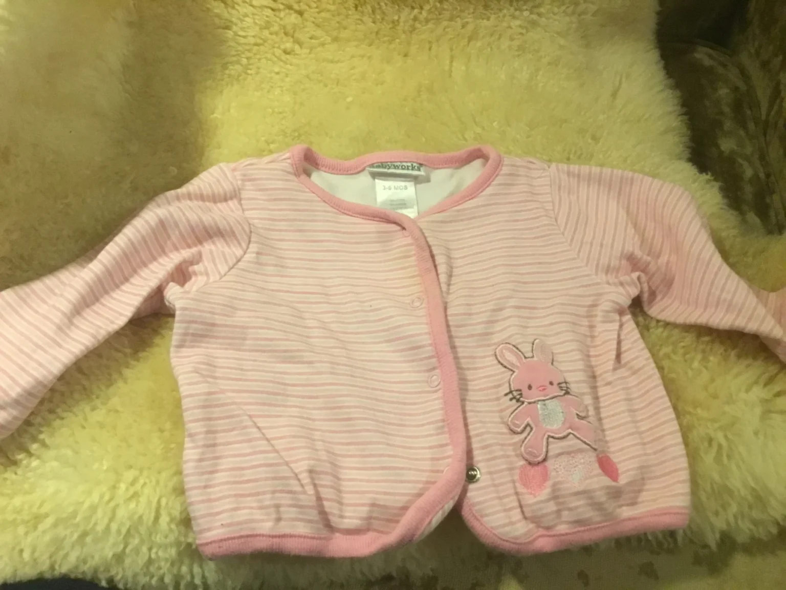 Featured image for Veste cardigan snaps coton ouaté rose lignée bébé fille 3-6