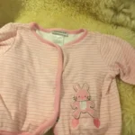 Thumbnail for Veste cardigan snaps coton ouaté rose lignée bébé fille 3-6