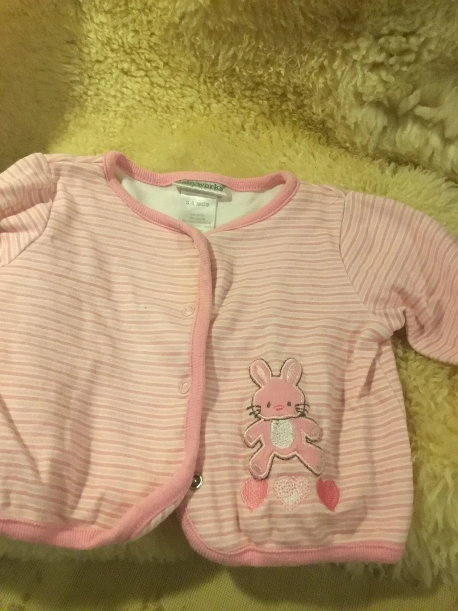 Image for Veste cardigan snaps coton ouaté rose lignée bébé fille 3-6