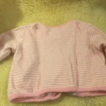 Thumbnail for Veste cardigan snaps coton ouaté rose lignée bébé fille 3-6