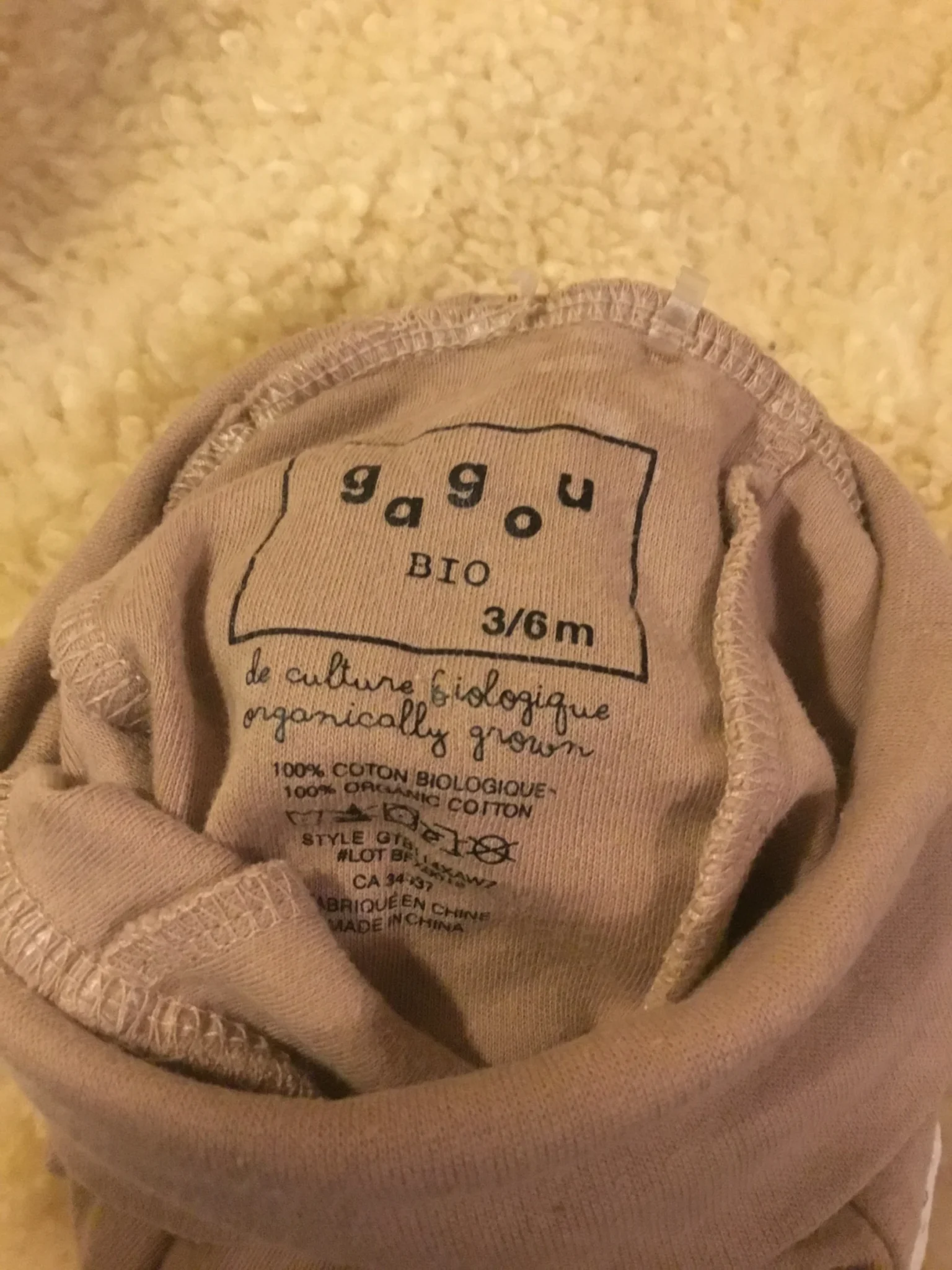Featured image for Pantalon leggings taupe coton bio bébé unisexe 3-6
