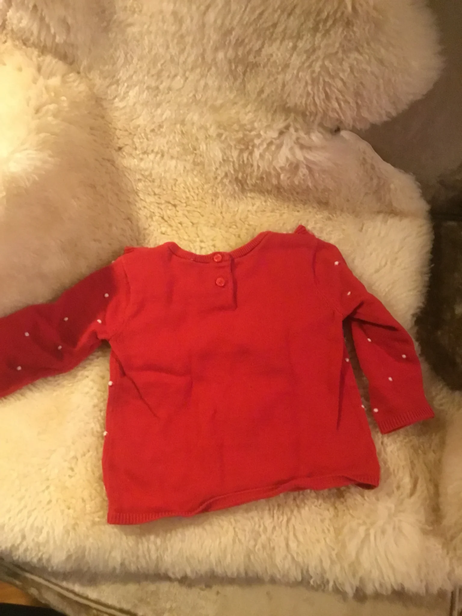Image for Chandail tricot 🧶 fin coton rouge bébé fille 4-6