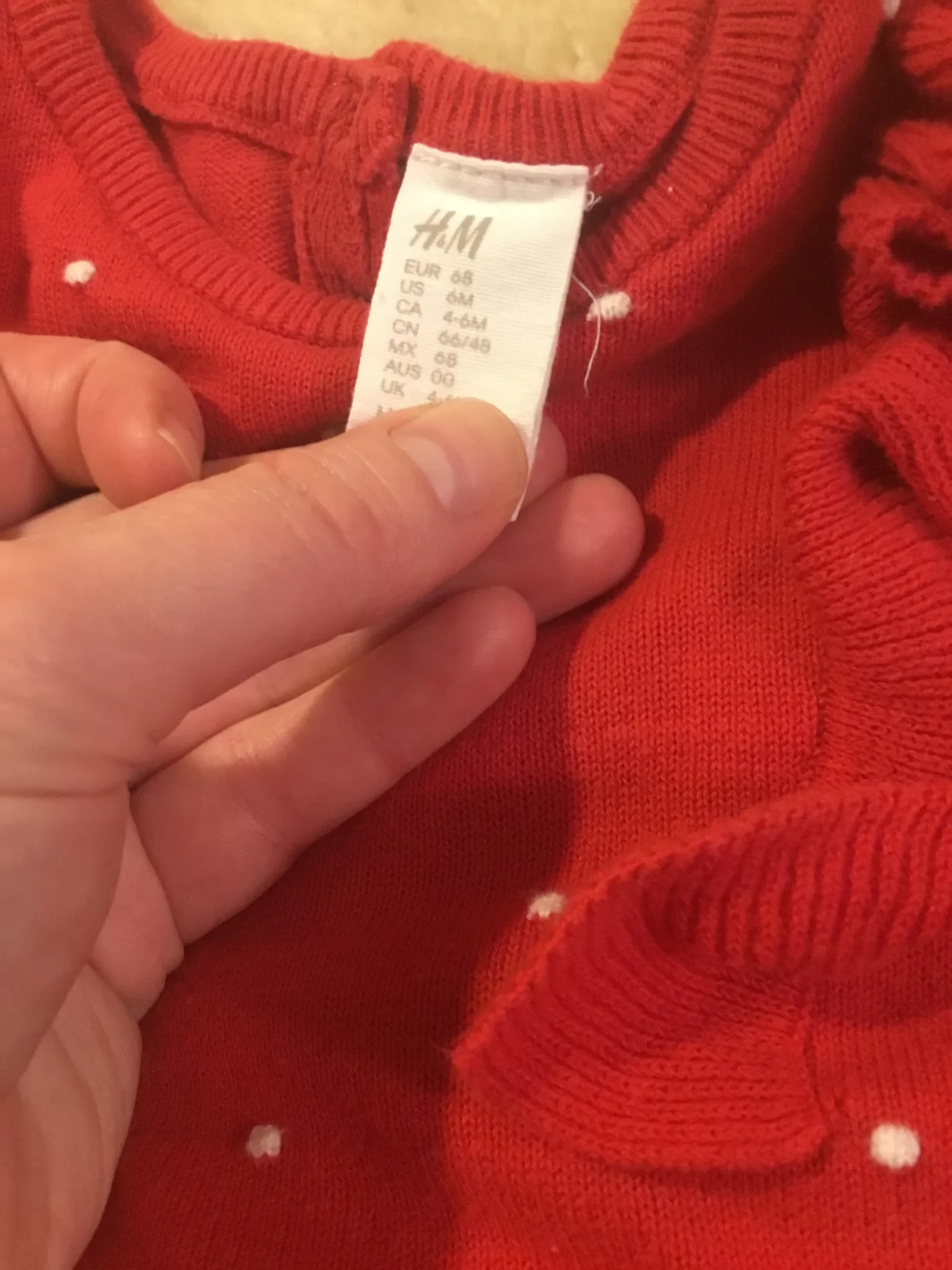Image for Chandail tricot 🧶 fin coton rouge bébé fille 4-6