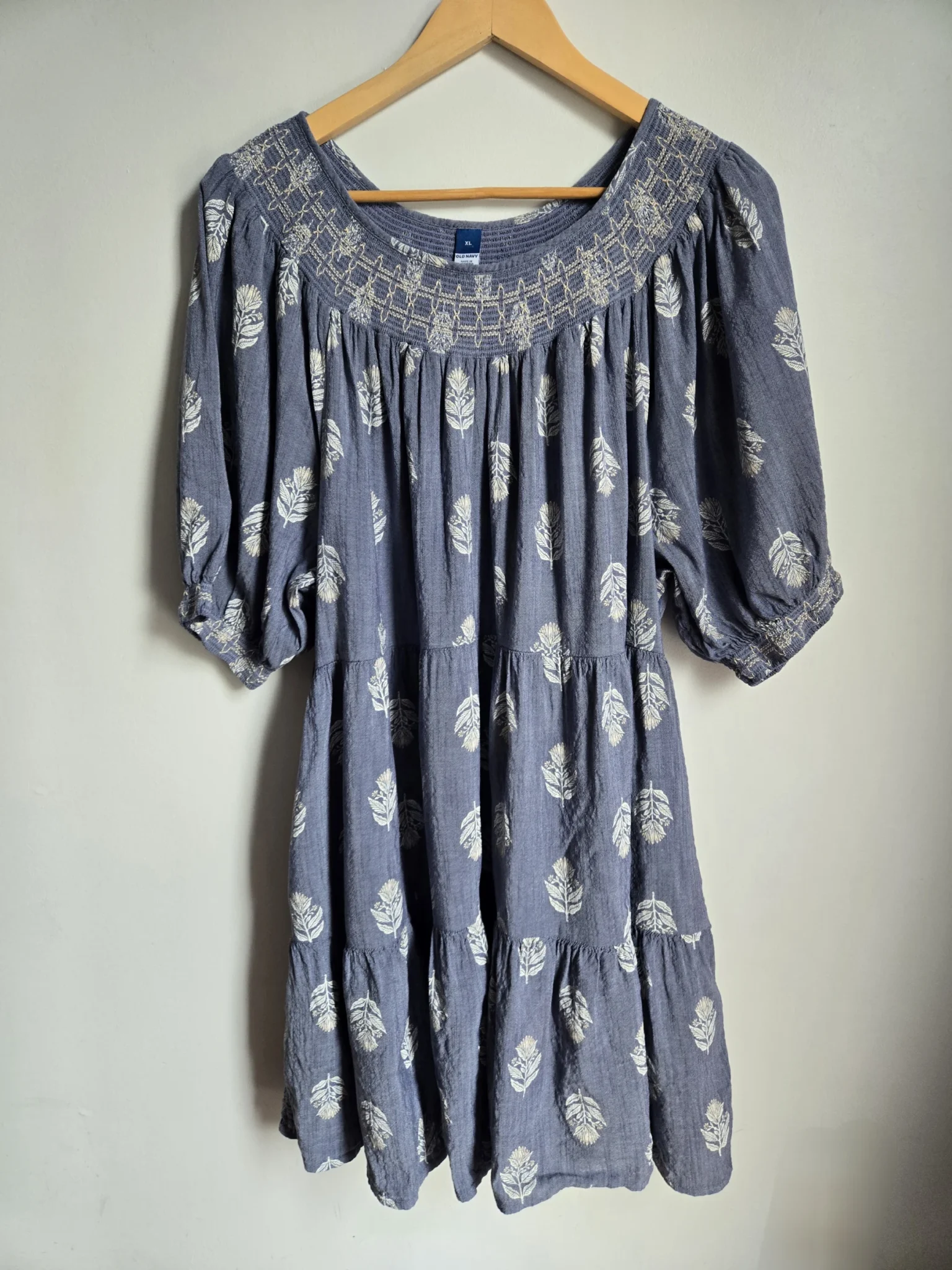 Featured image for Blue, white and cream floral dress