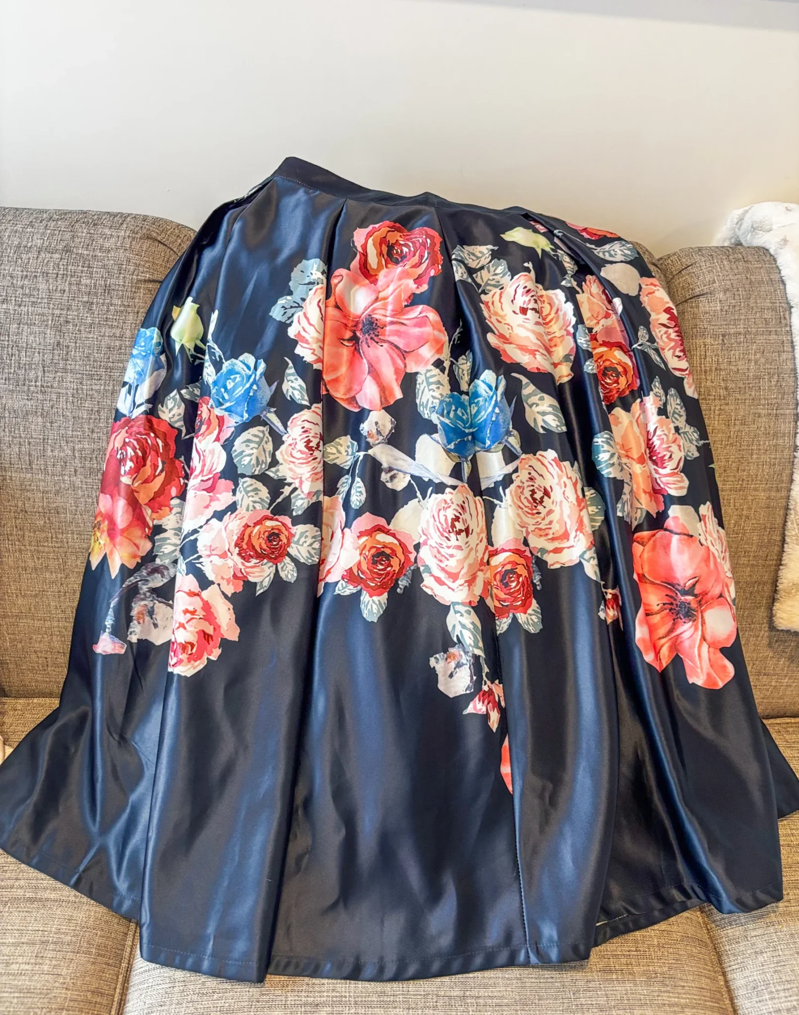 Image for Long floral skirt with crinoline