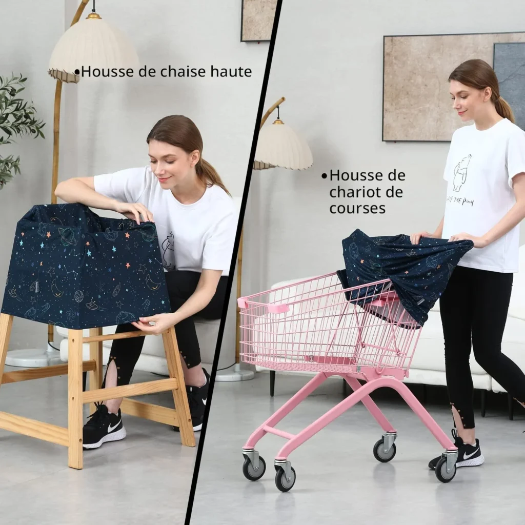 Image for Housse pour bébé multi-usage (allaitement, siège de voiture, chariot d'épicerie, chaise-haute) - Bleu Marine Espace