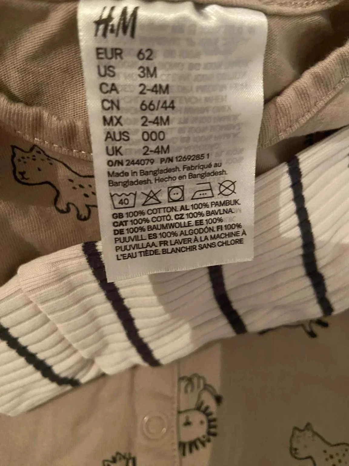 Image for 3 Pijamas H&M Lion, tortue et raillures