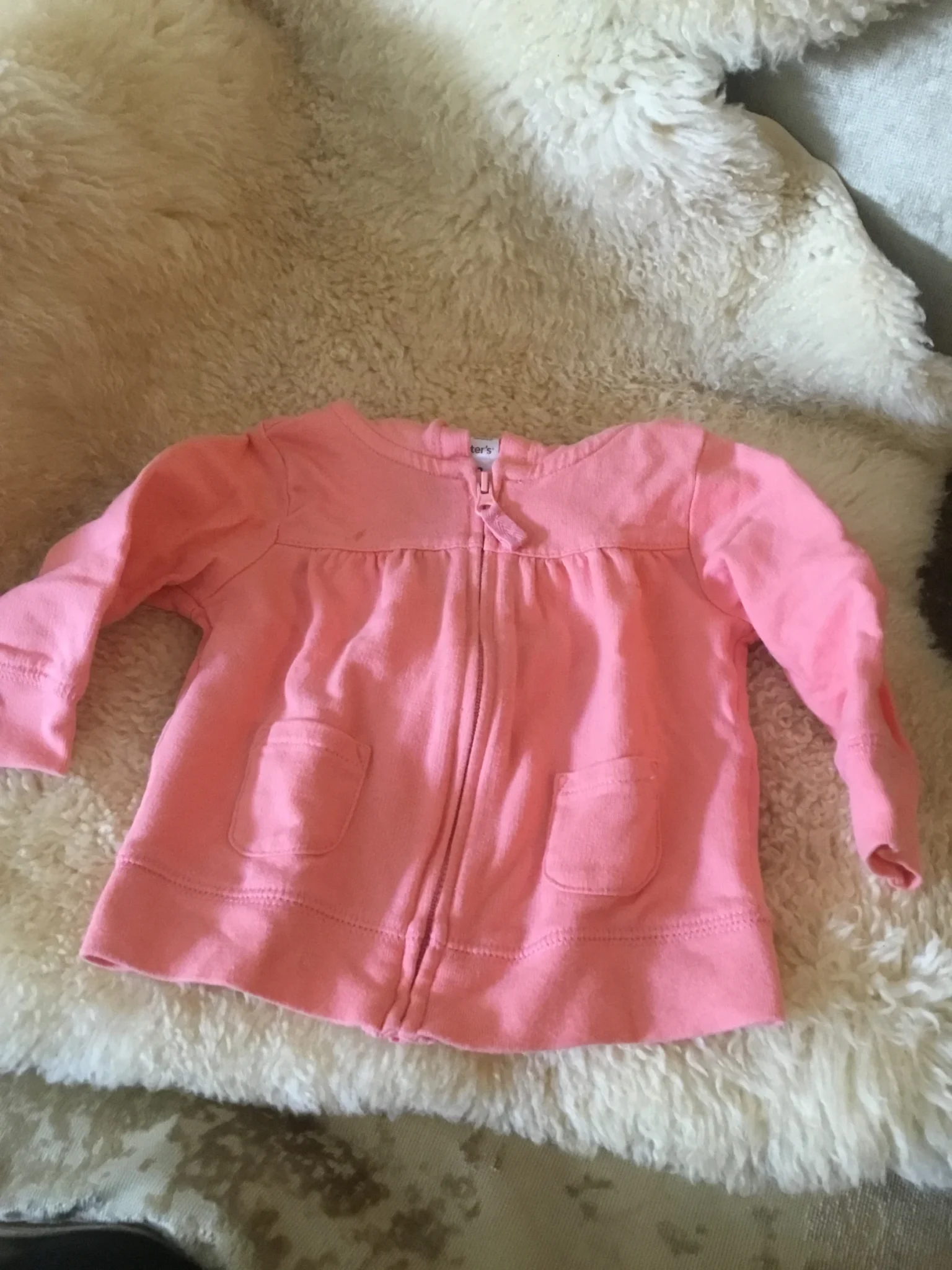 Featured image for Veste corail zip hoodie capuchon coton ouaté flamands roses bébé fille