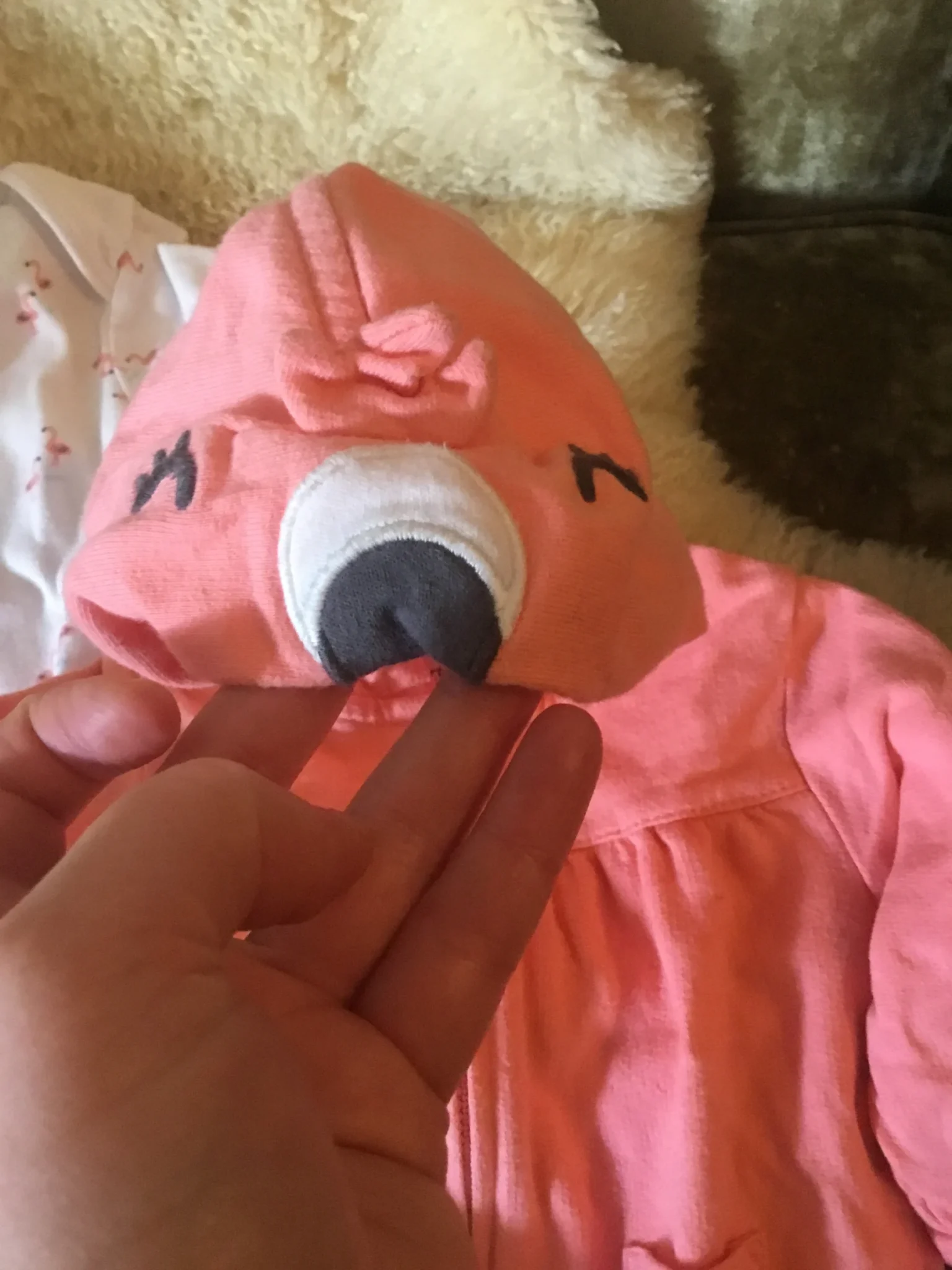 Image for Veste corail zip hoodie capuchon coton ouaté flamands roses bébé fille