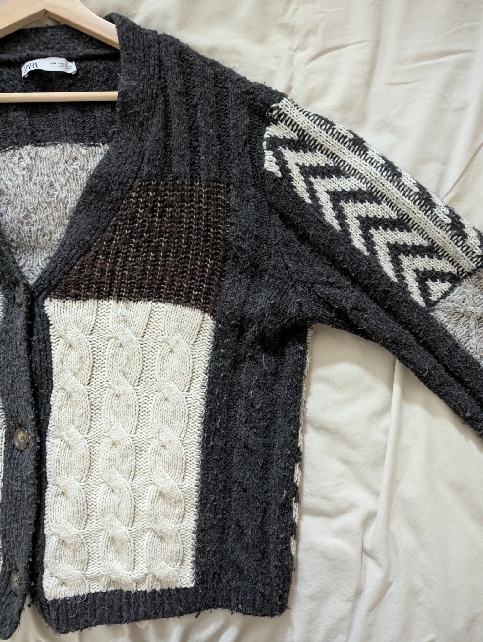 Image for Gilet patchwork en maille Zara taille M