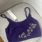 Featured thumbnail for Crop top/ Bralette en maille Zara violet brodé– neuve