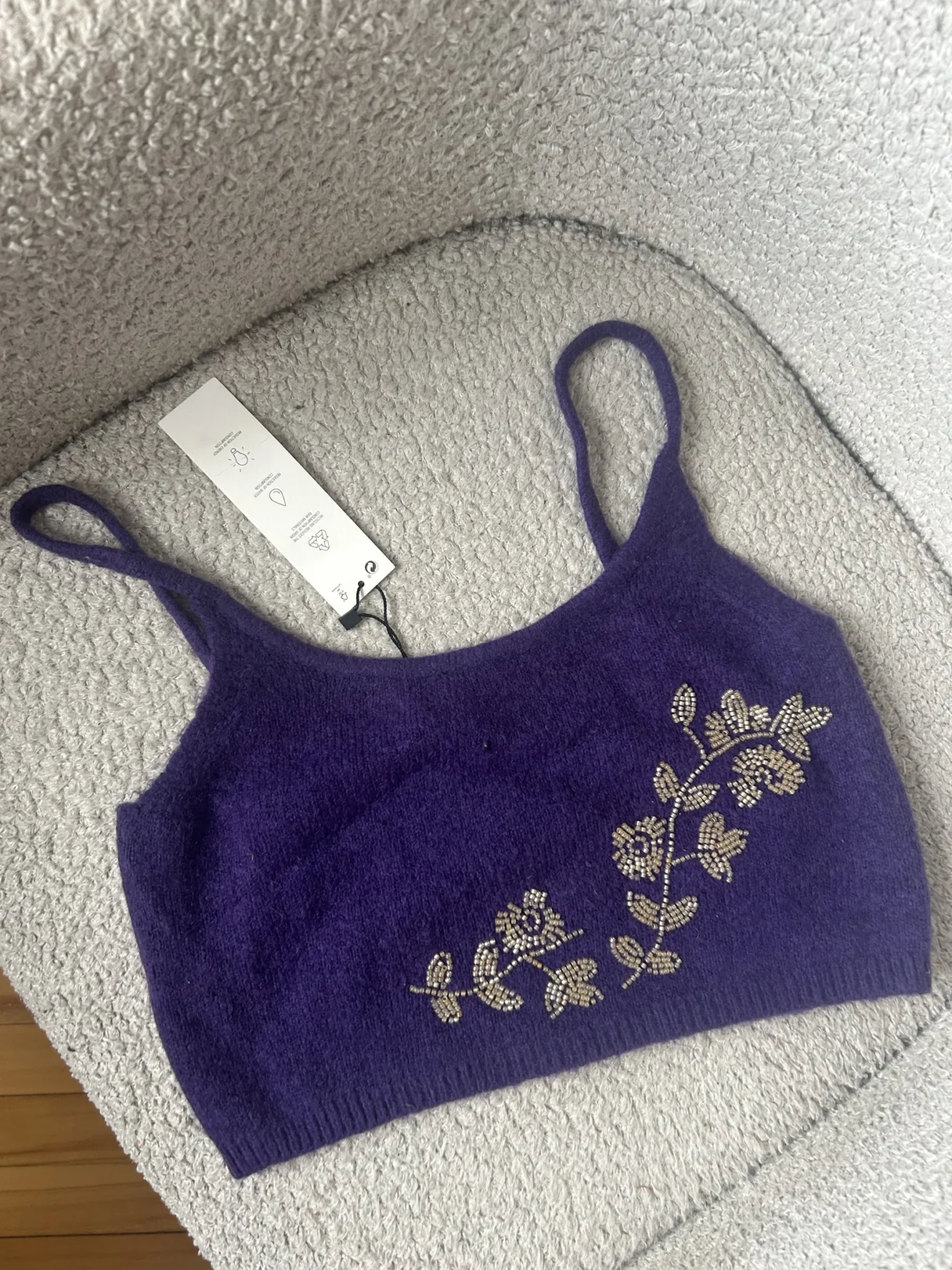 Featured image for Crop top/ Bralette en maille Zara violet brodé– neuve