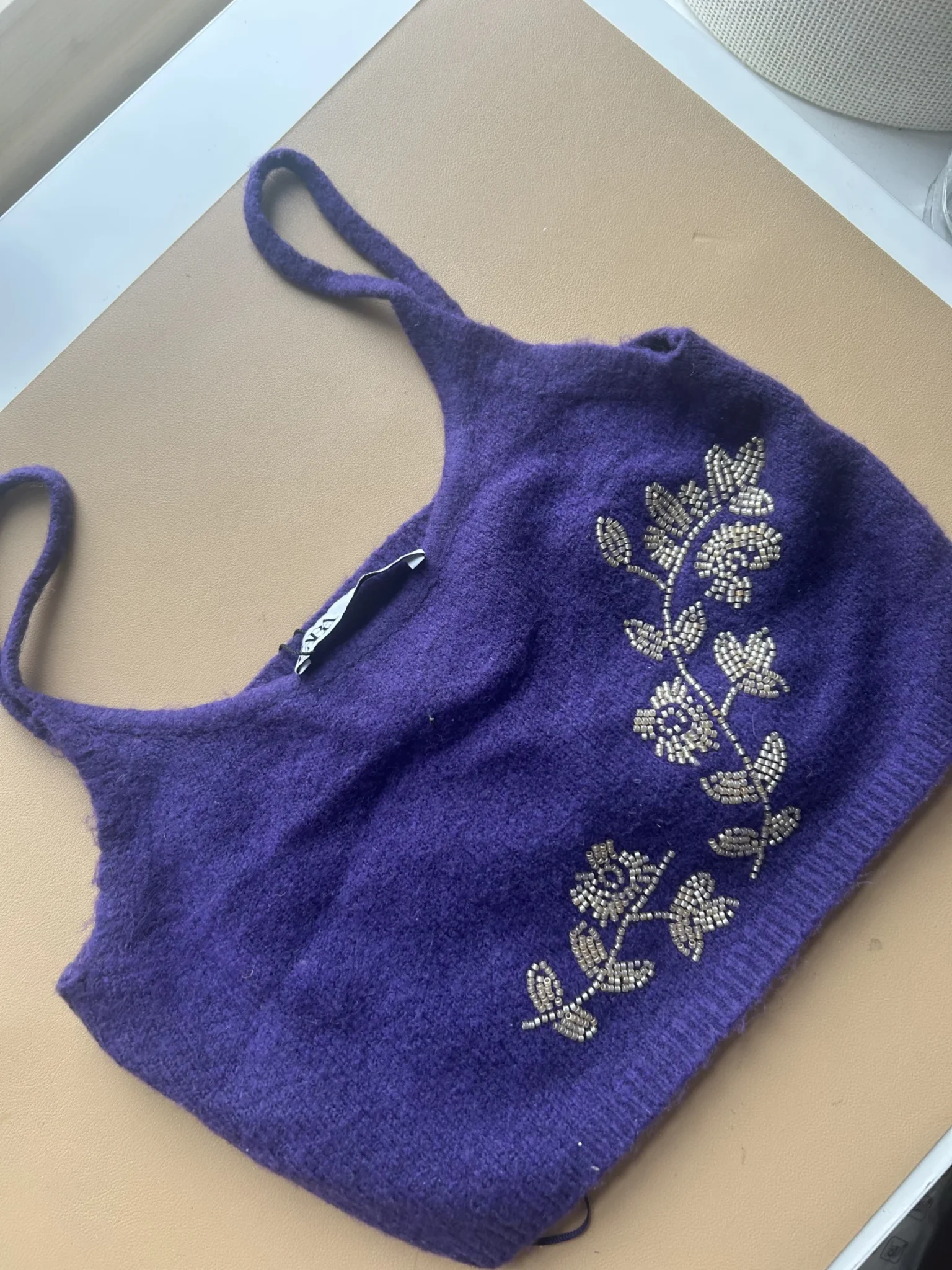 Image for Crop top/ Bralette en maille Zara violet brodé– neuve