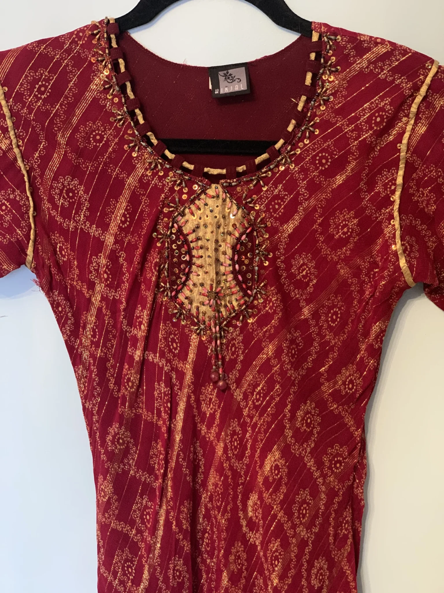 Image for Robe Bourgonne à Motifs Or
