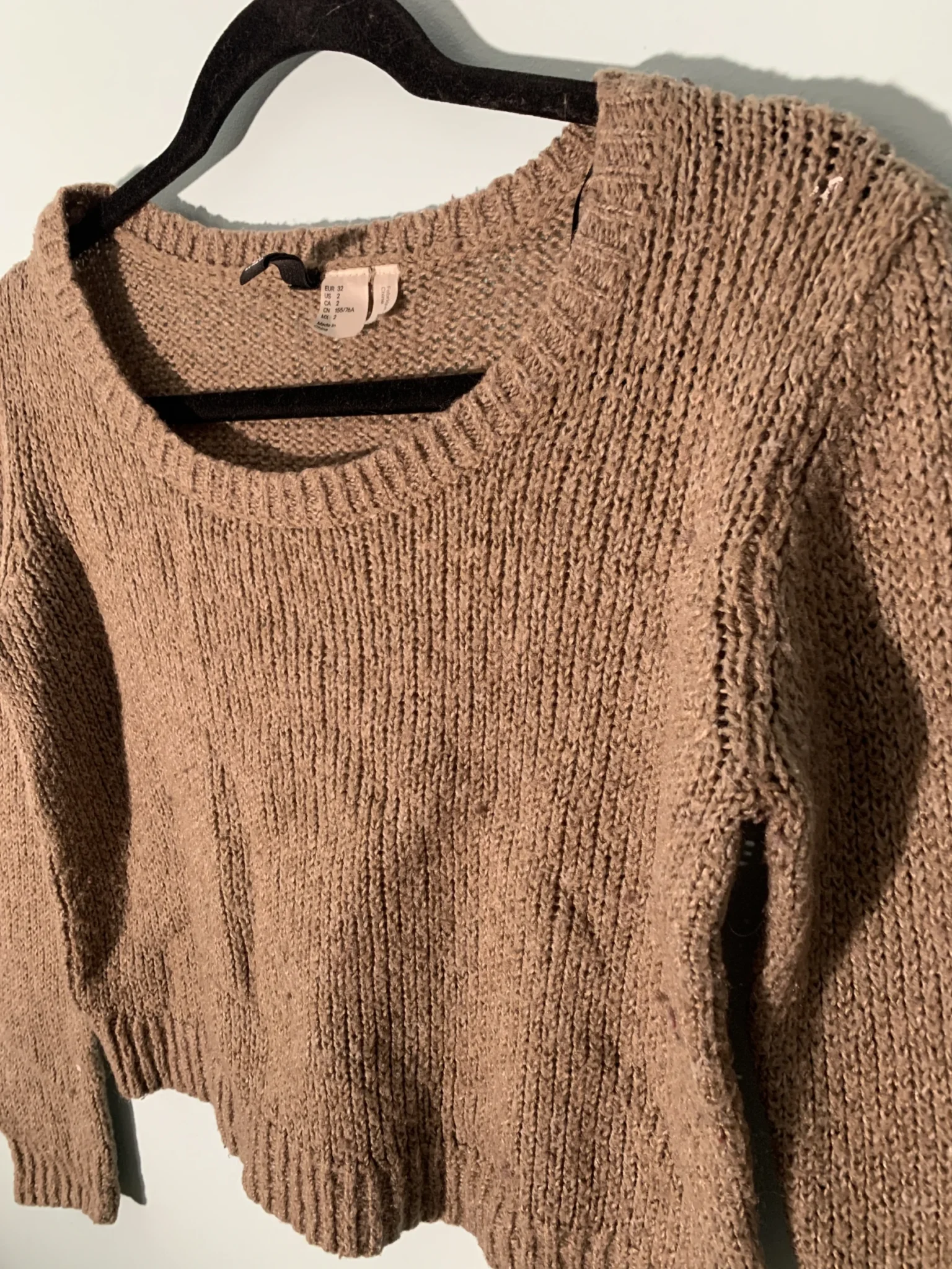 Image for Chandail Crop Manche Longue Beige