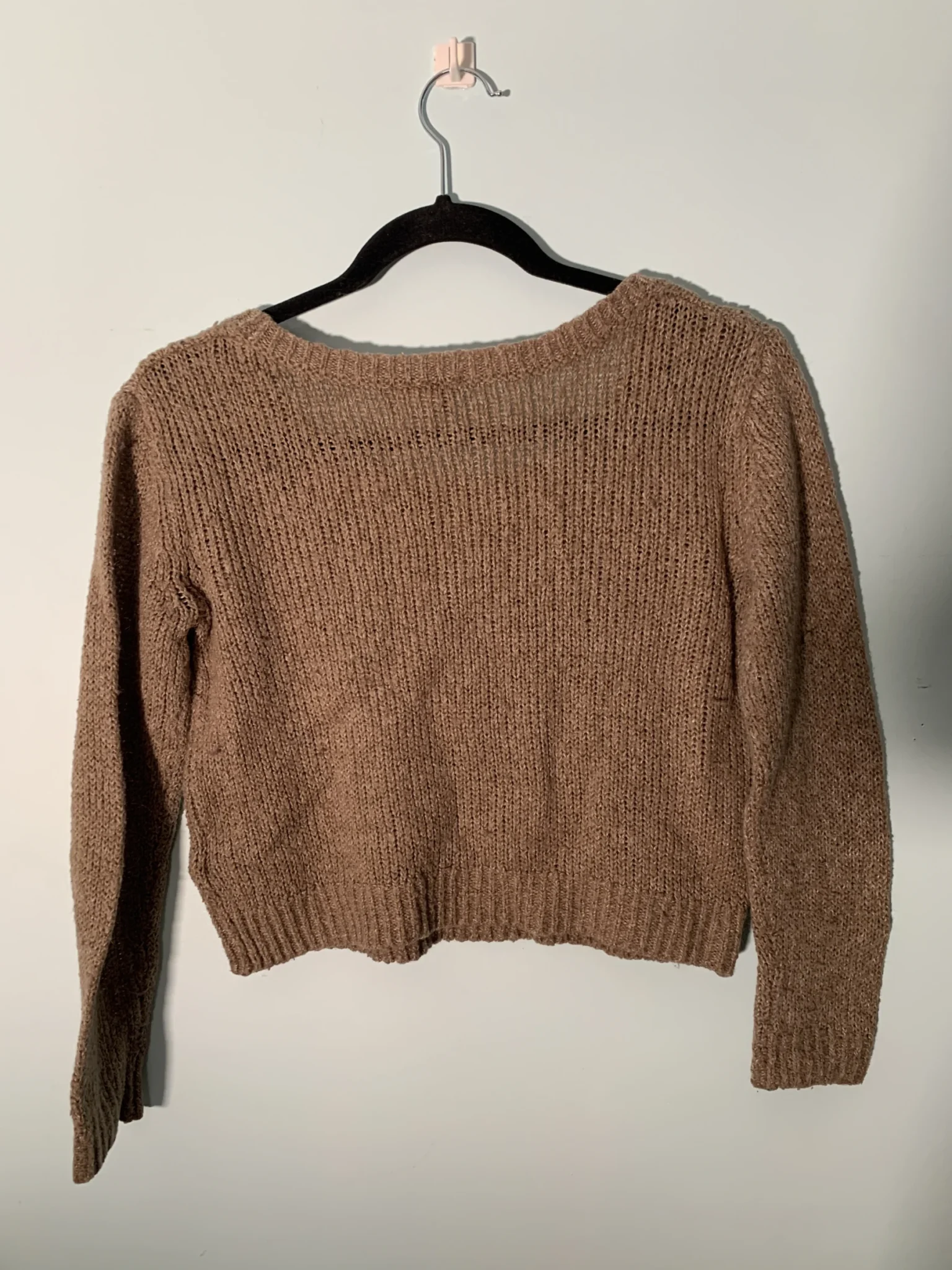 Image for Chandail Crop Manche Longue Beige