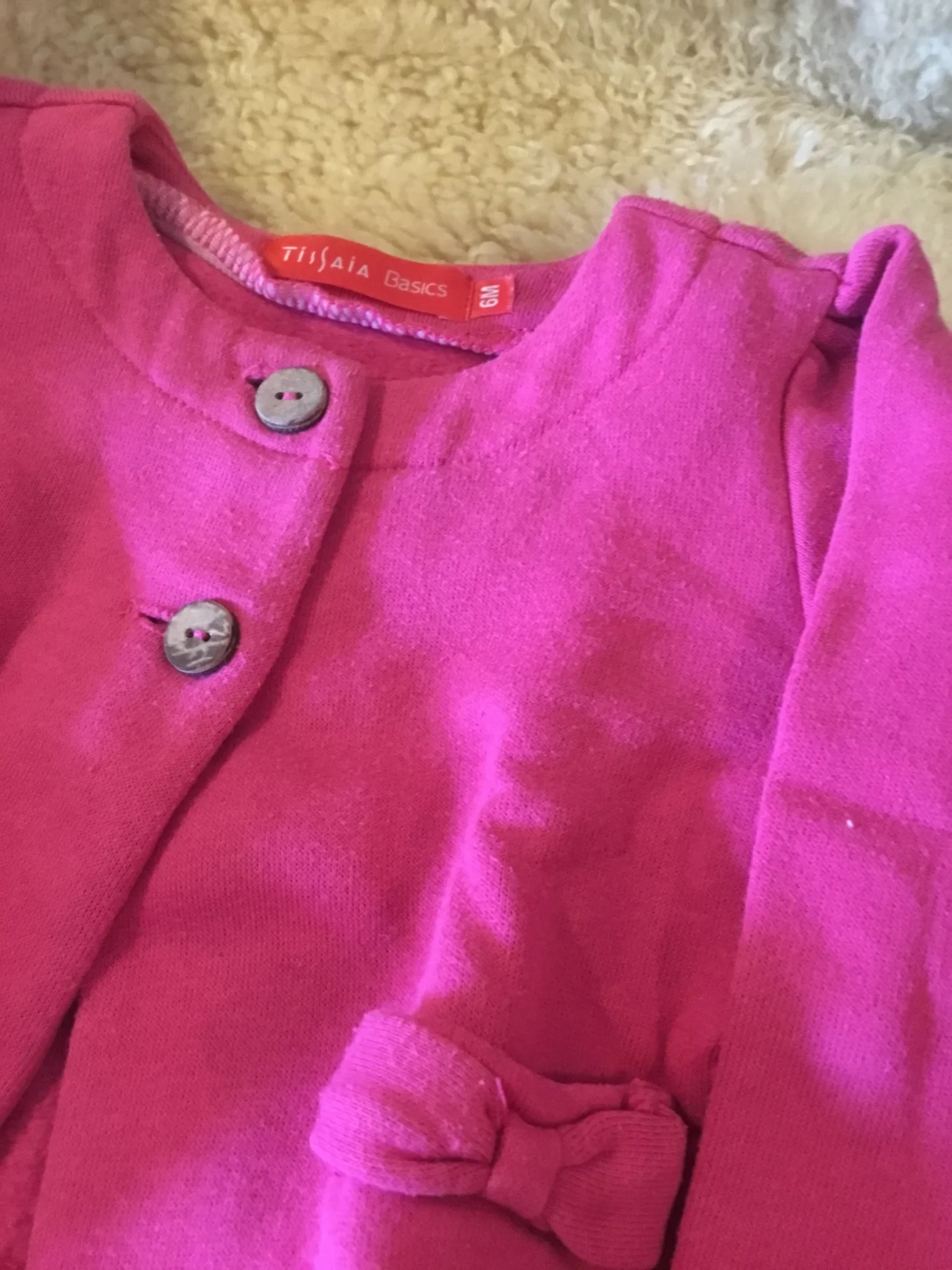 Featured image for Veste cardigan rose fuchsia coton ouaté bébé fille 6
