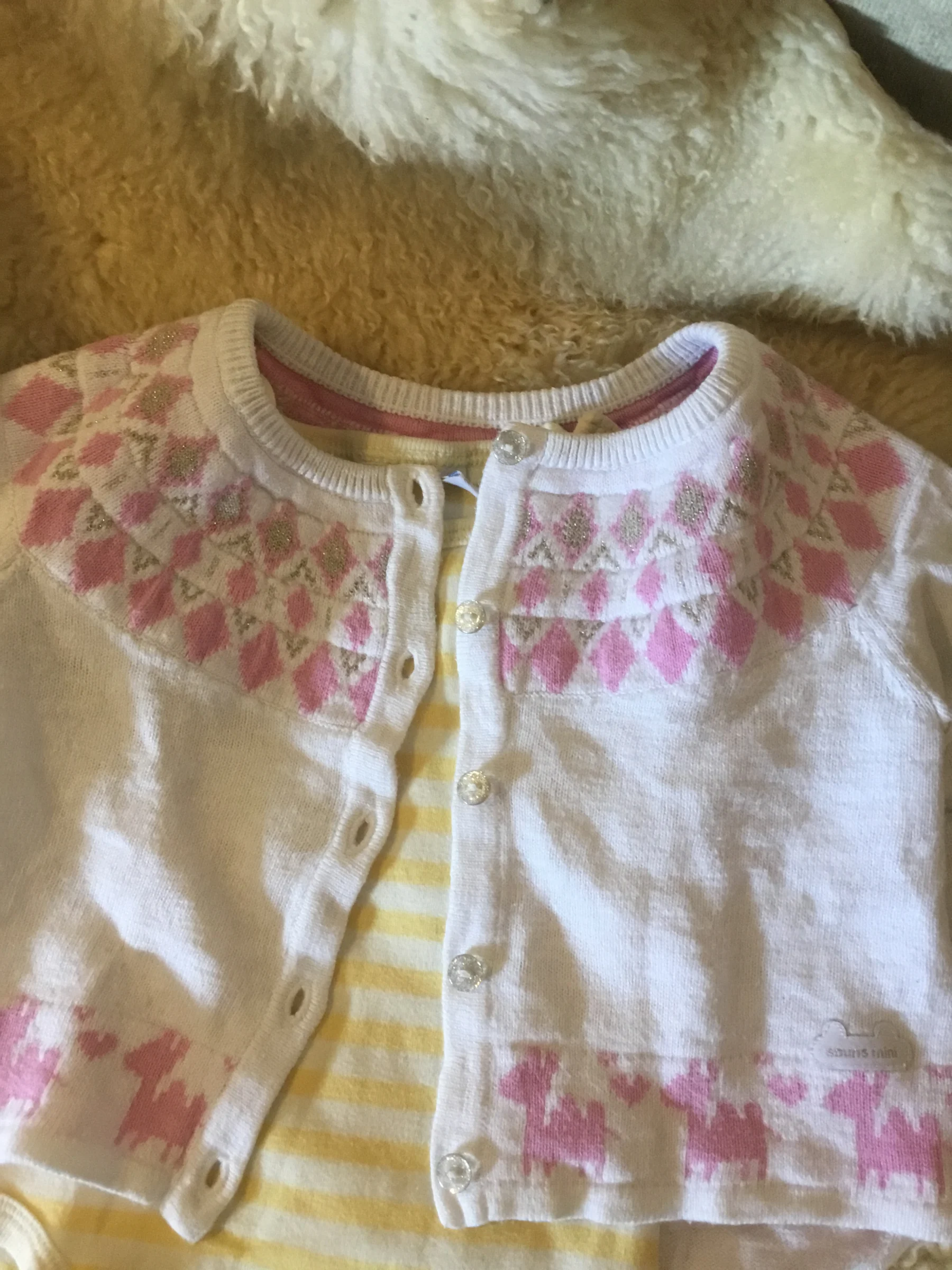 Veste cardigan tricot de fin coton souris mini bébé fille 6 Souris Mini seconde main