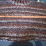 Thumbnail for Short striped red mauve poncho