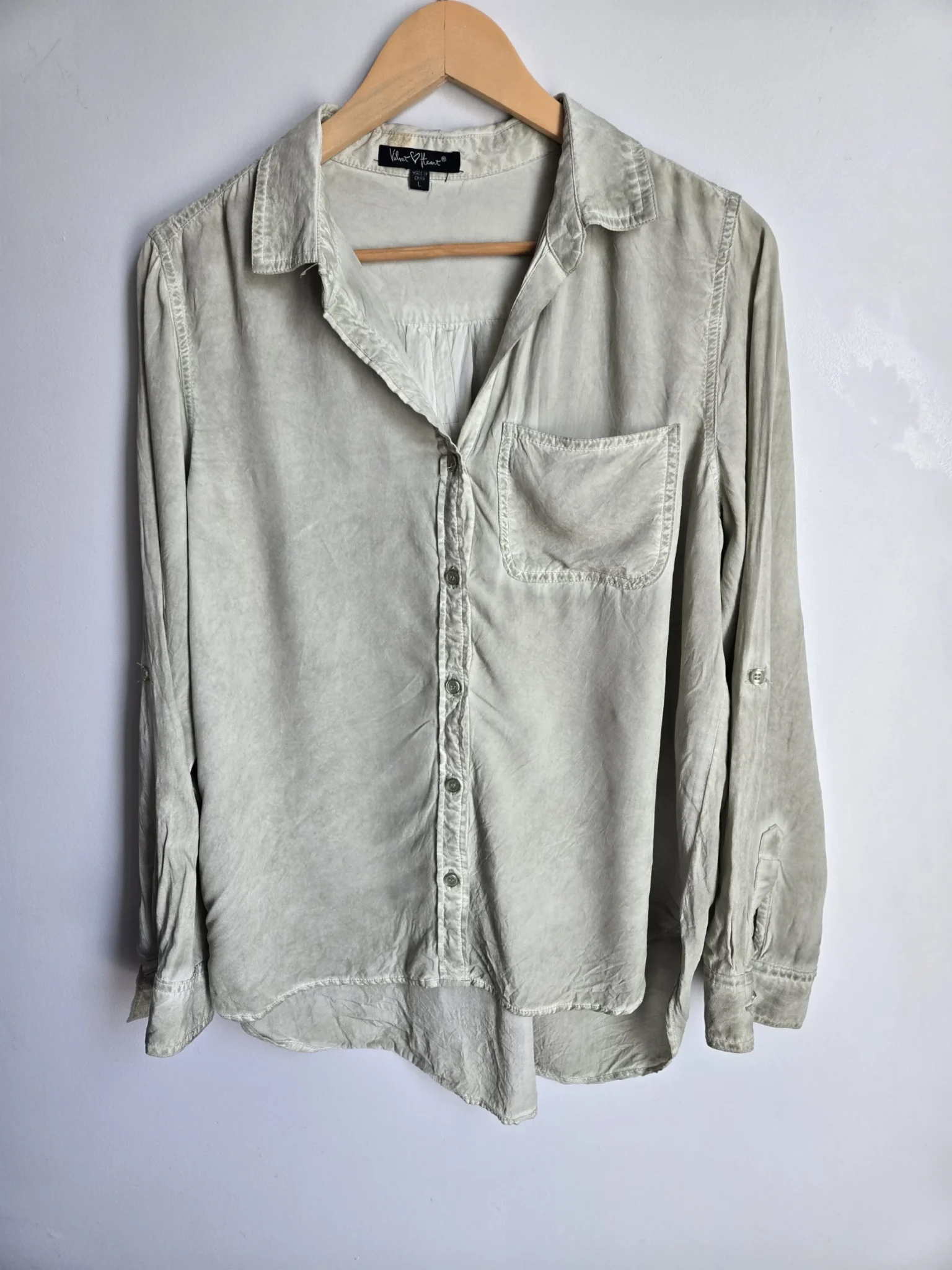 Featured image for Lightweight shirt in faded green rayon
