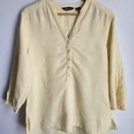 Featured thumbnail for Light yellow blouse 100% linen Eddie Bauer