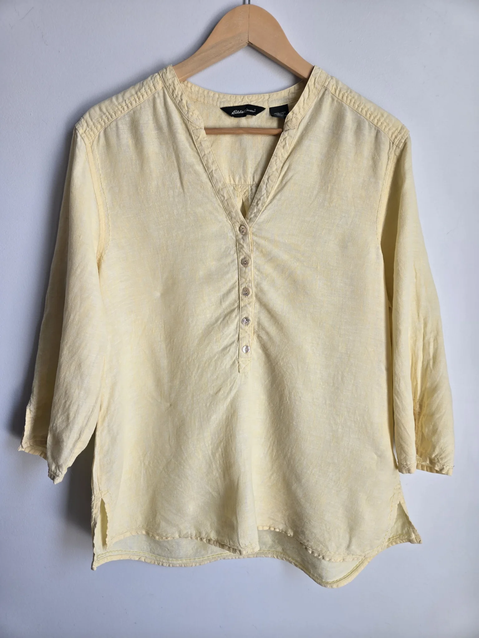 Featured image for Light yellow blouse 100% linen Eddie Bauer