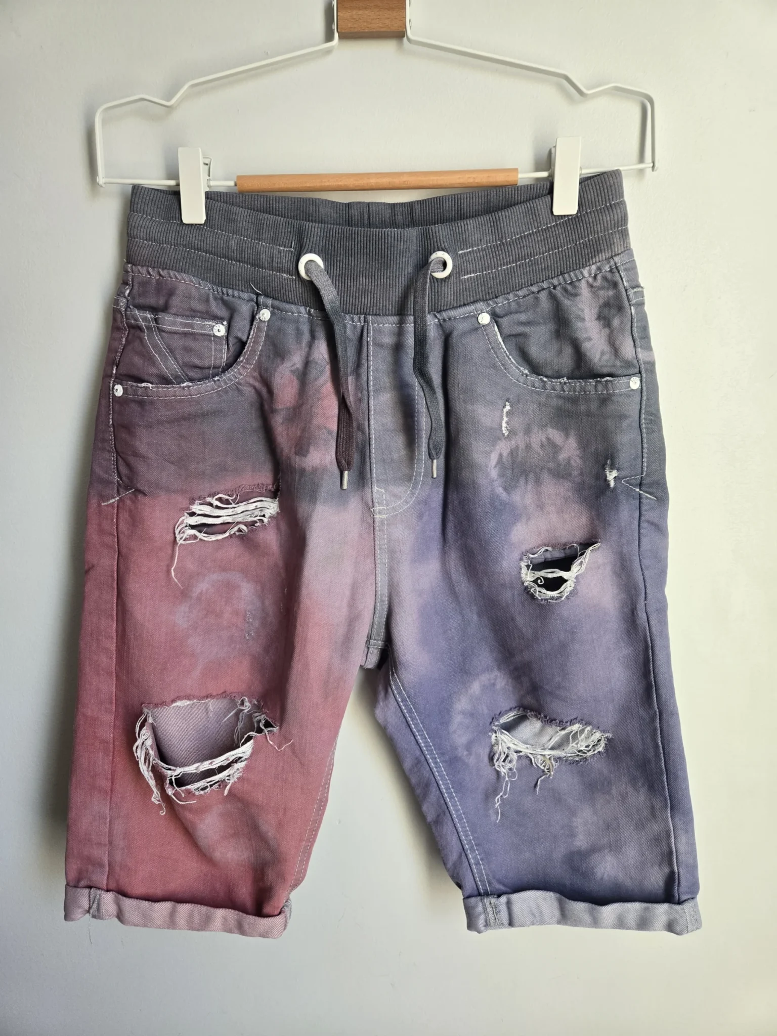 Featured image for Denim Bermuda-style shorts with rips