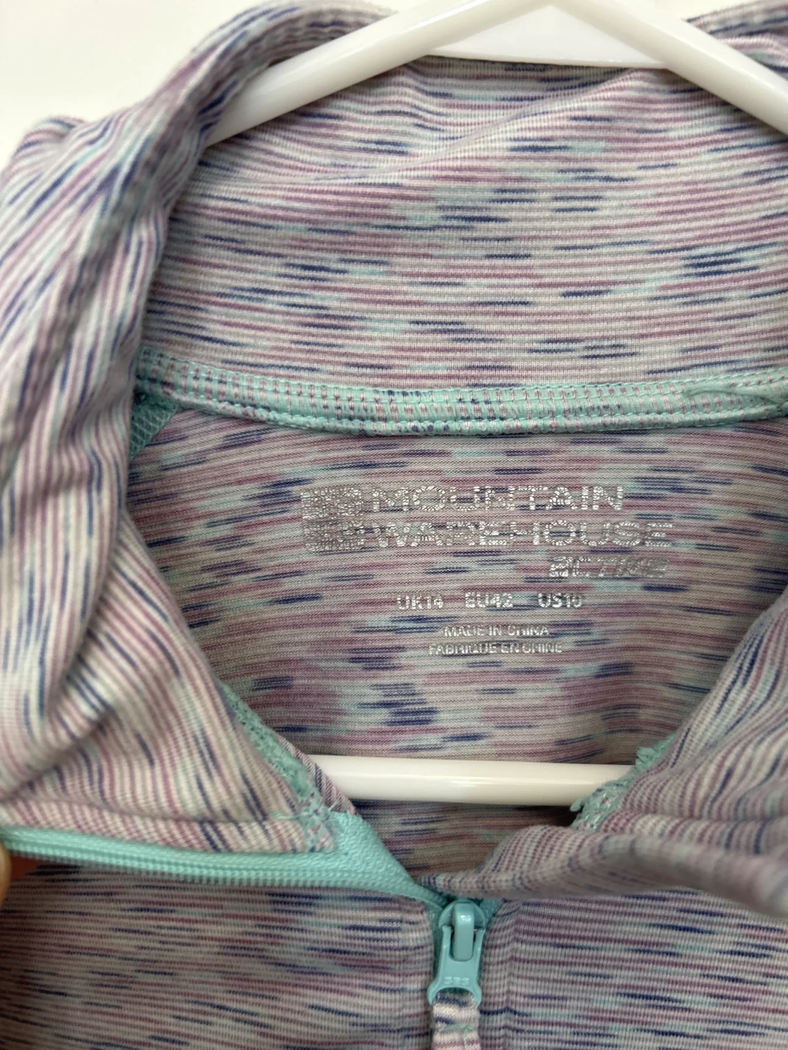 Image for Haut technique Mountain Warehouse – Motif Chiné Mauve/Bleu – Taille 10 (M)