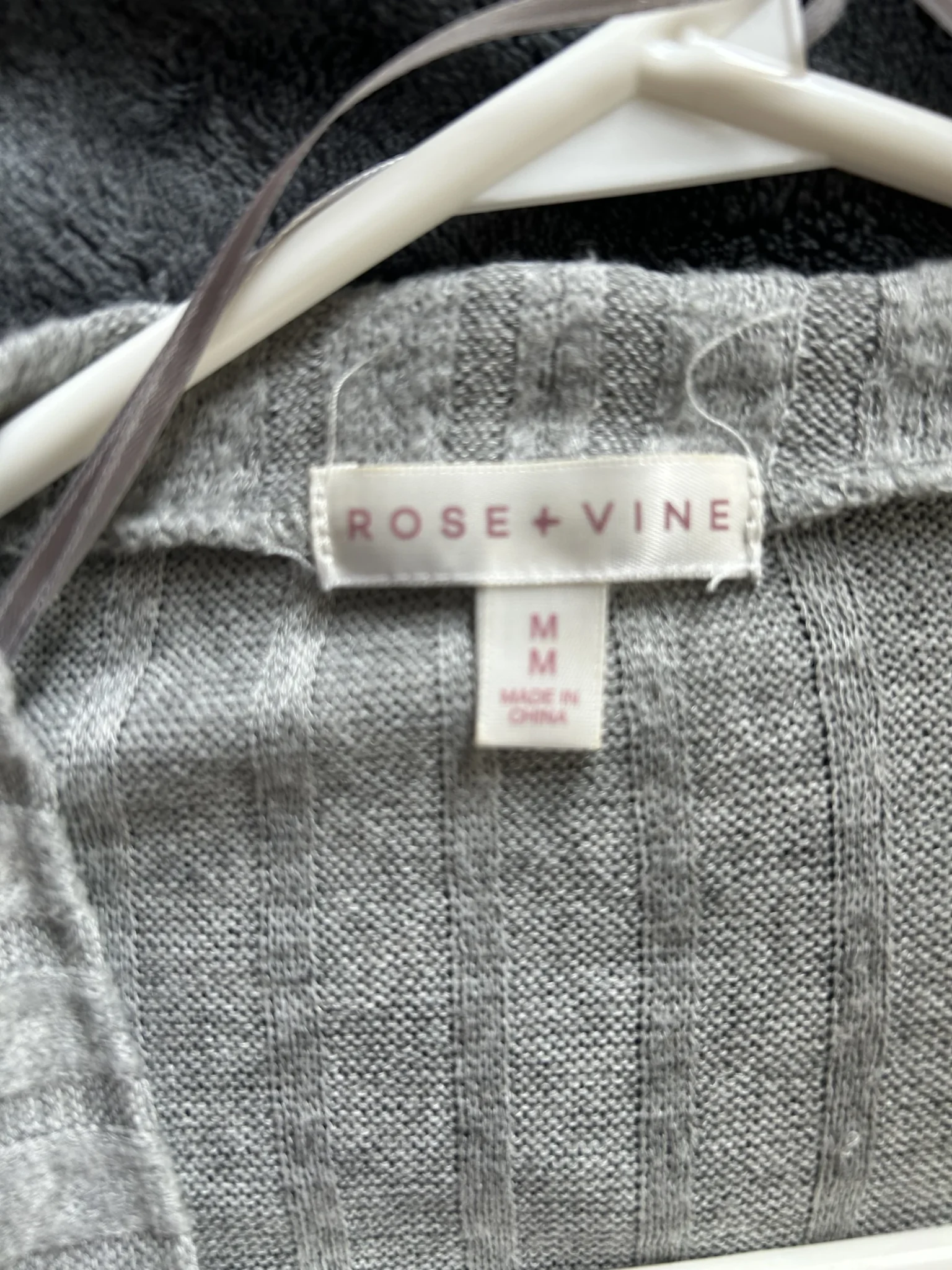Image for Cardigan Long Gris Rose + Vine – Doux et Côtelé – Taille Médium