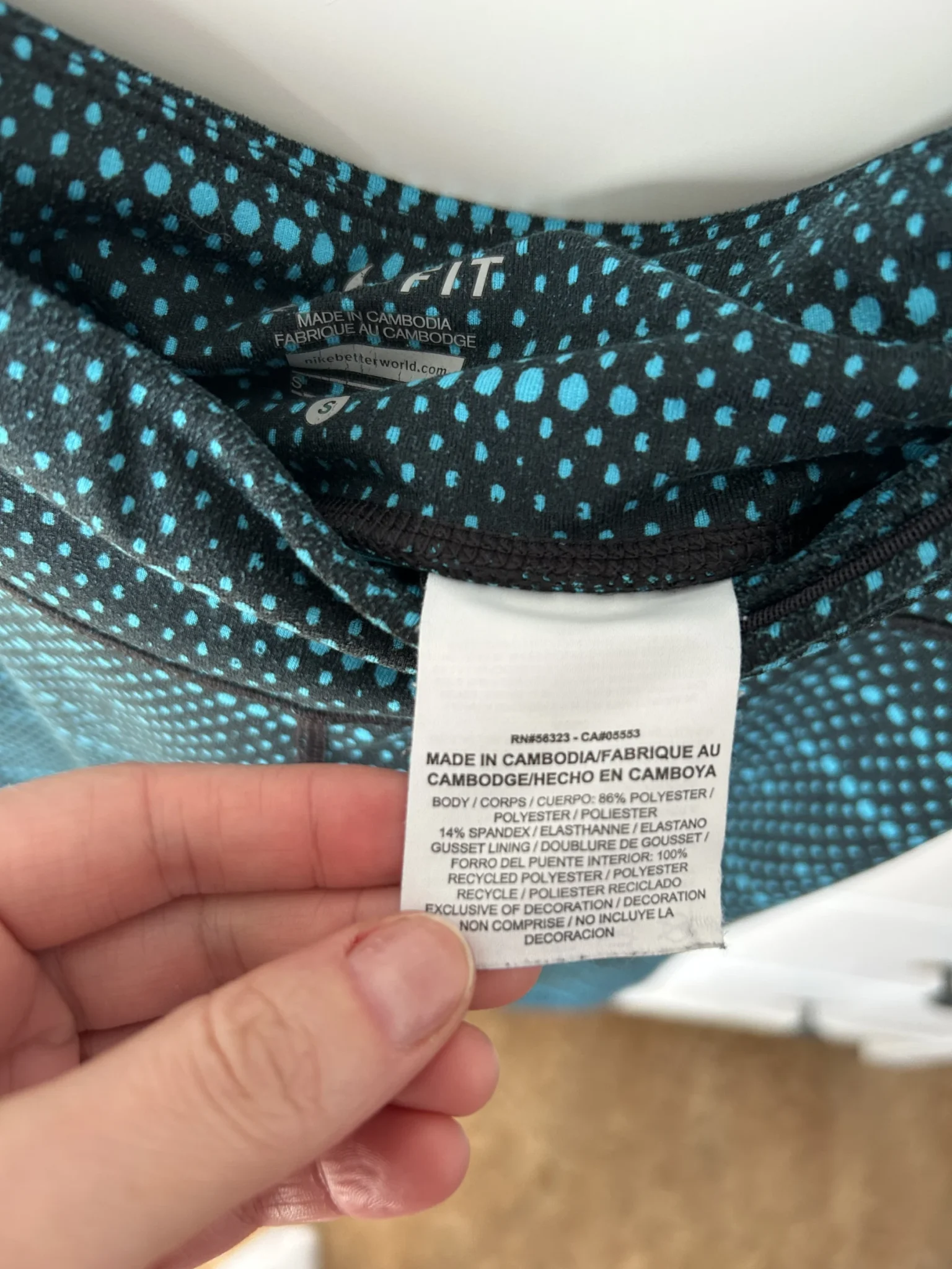 Image for Leggings de Course Nike Dri-FIT Capri – Motif Pois Turquoise – Taille Small – Excellent État