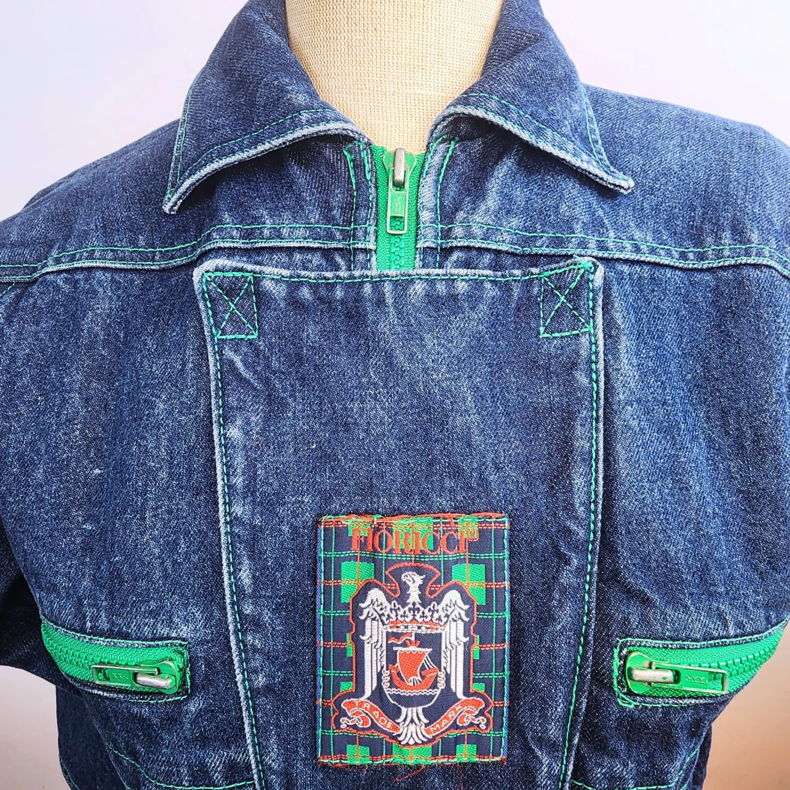 Image for S-M | Vintage jeans jacket with tartan lining made in Canada
