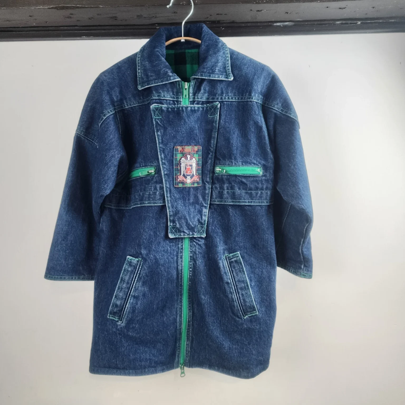 Image for S-M | Vintage jeans jacket with tartan lining made in Canada