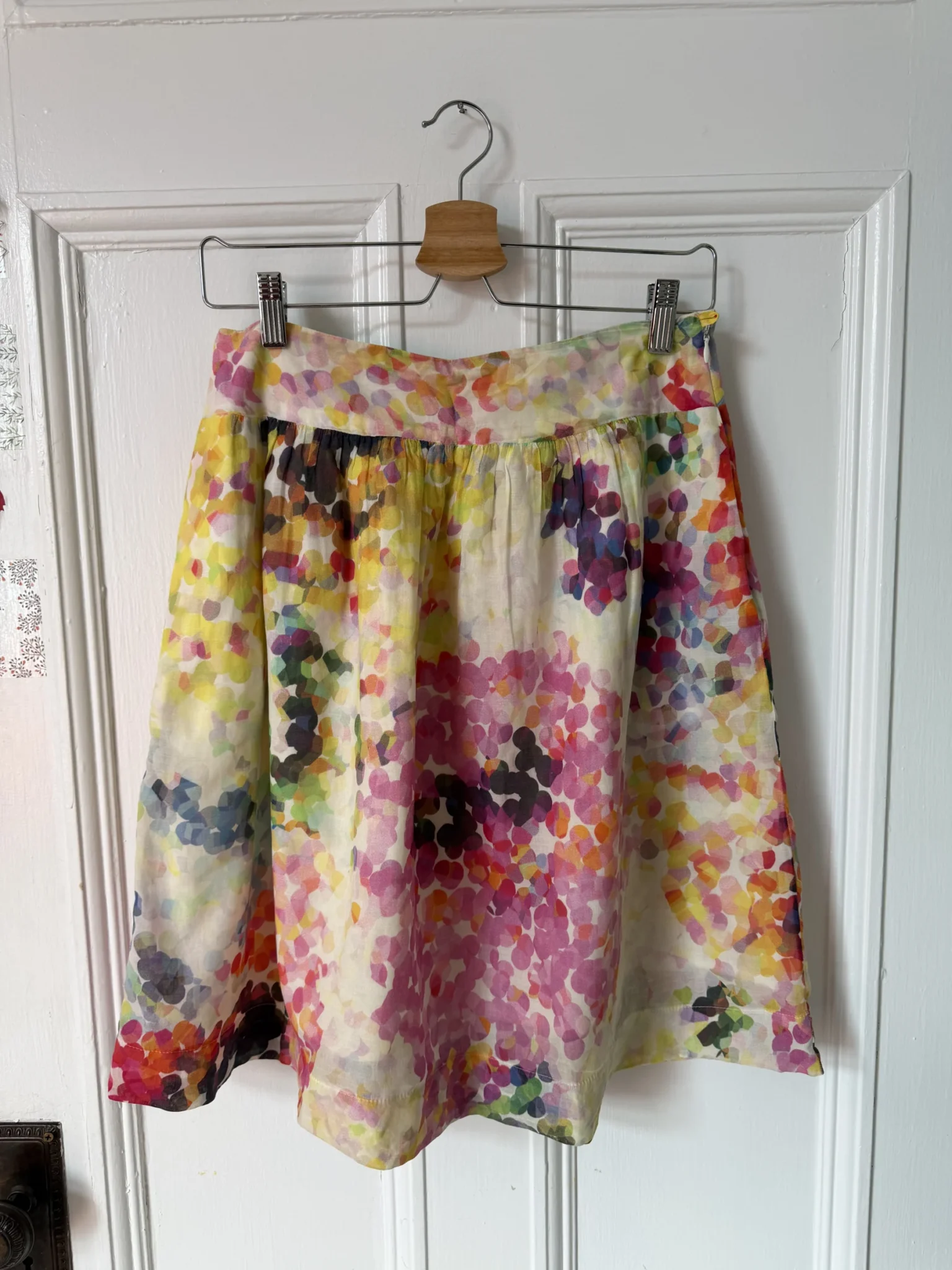 Image for Jupe acolé multicolore fluide – imprimé aquarelle – taille 4 (S/M) – été bohème chic