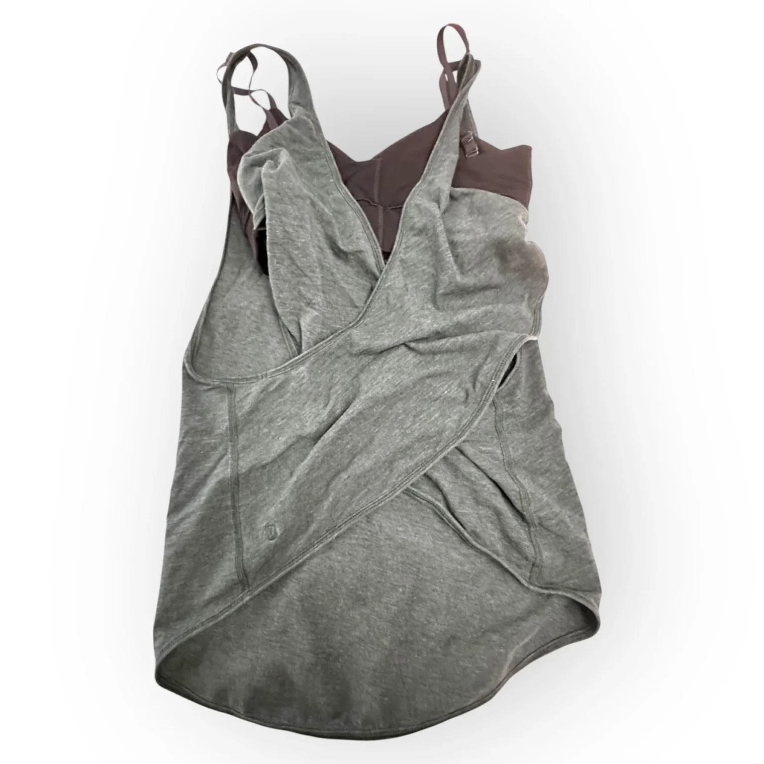 Image for Women's 2 Lululemon Twist & Turn Tank Heathered Fuel Green / Black (Bleu Marine & Noir)