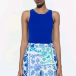 Thumbnail for ZARA Women's high waist shorts size XS Blue and cream