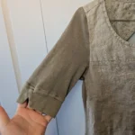 Thumbnail for SANDWICH Short dress 100% Linen Cream and Khaki with pockets Lightweight size 4 US