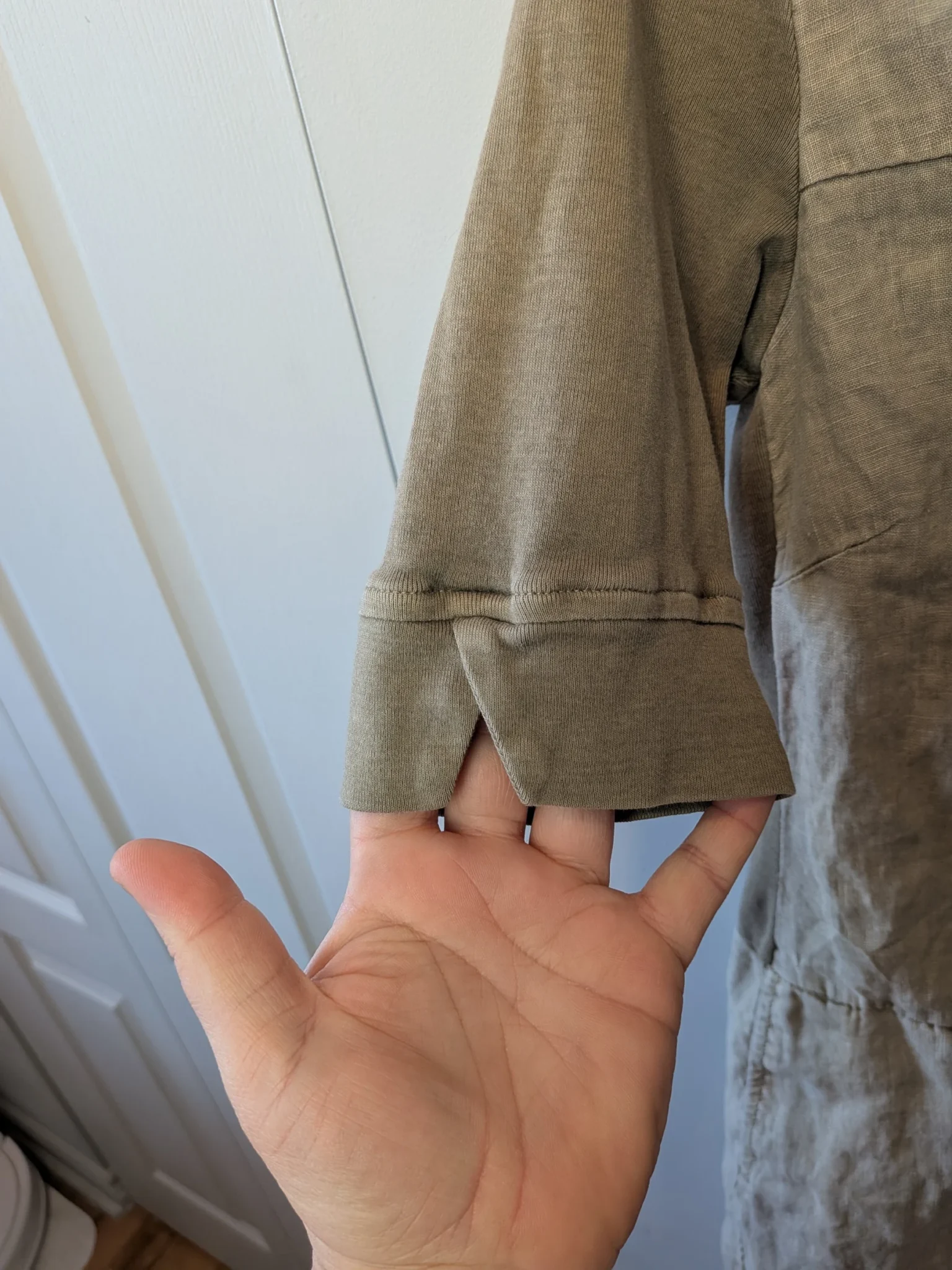 Image for SANDWICH Short dress 100% Linen Cream and Khaki with pockets Lightweight size 4 US