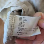 Thumbnail for SANDWICH Short dress 100% Linen Cream and Khaki with pockets Lightweight size 4 US