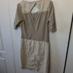 Thumbnail for SANDWICH Short dress 100% Linen Cream and Khaki with pockets Lightweight size 4 US