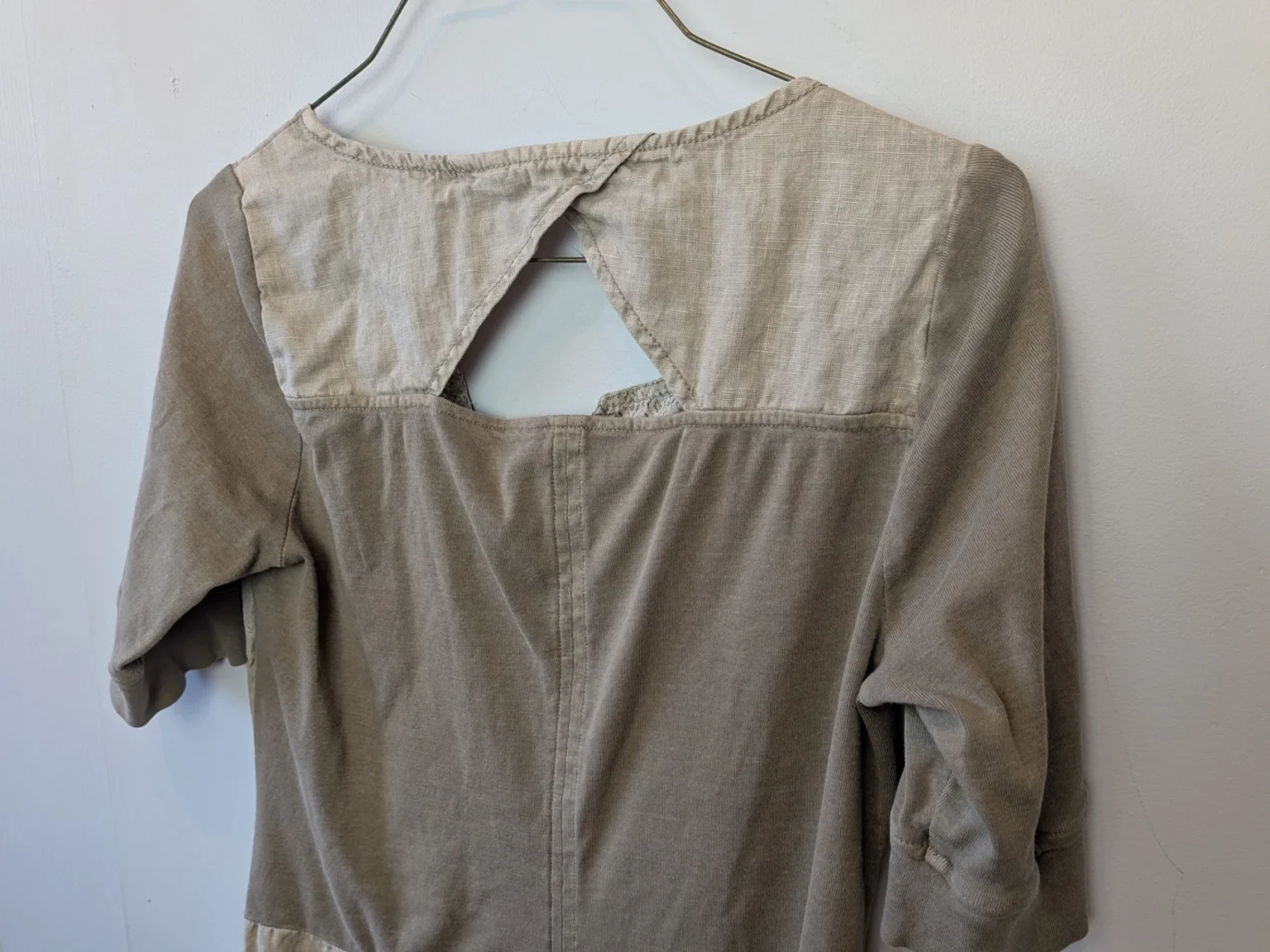 Image for SANDWICH Short dress 100% Linen Cream and Khaki with pockets Lightweight size 4 US