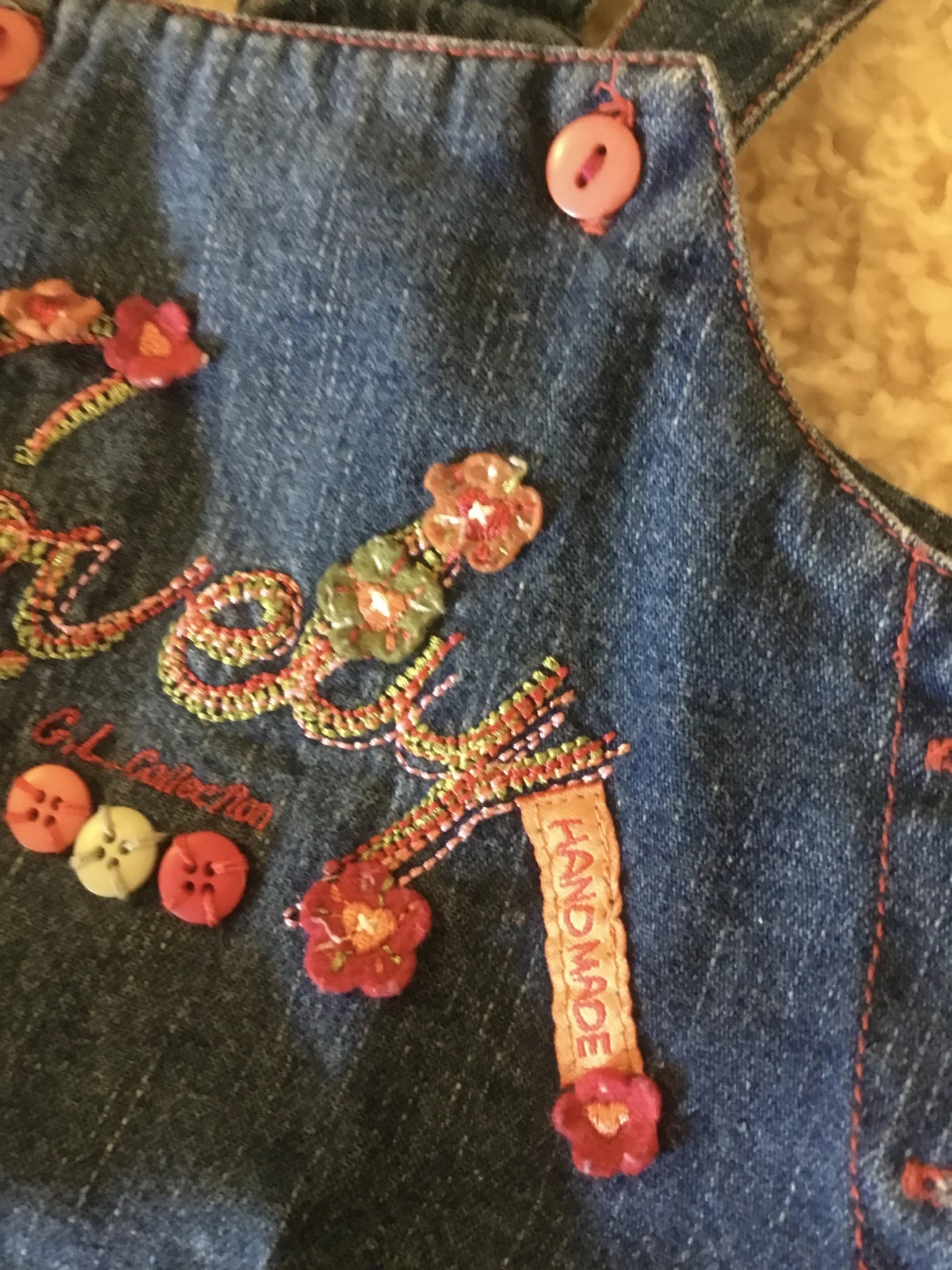 Image for Robe jeans broderie trop belle bébé fille 16 lbs (max)