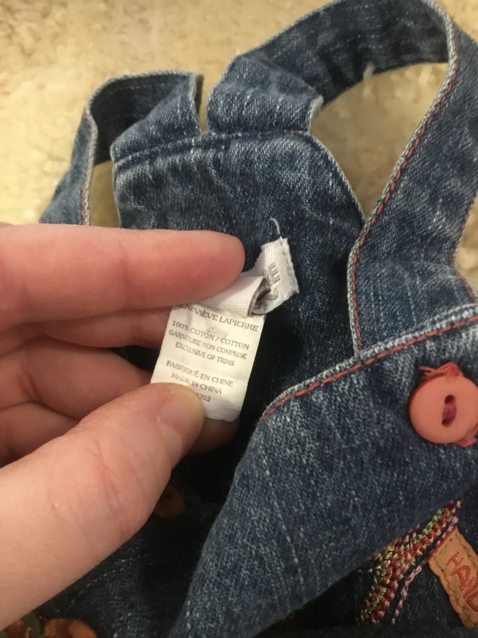 Image for Robe jeans broderie trop belle bébé fille 16 lbs (max)