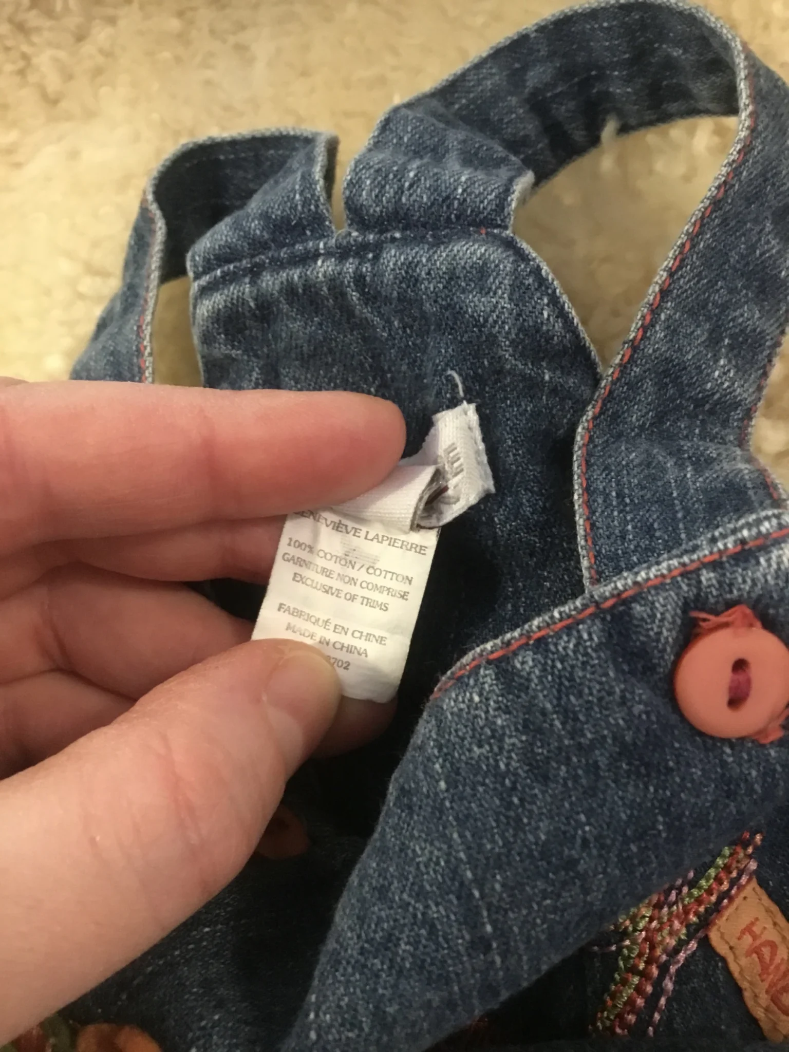 Image for Robe jeans broderie trop belle bébé fille 16 lbs (max)