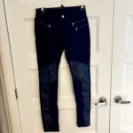 Featured thumbnail for Stylish navy blue leggings with zips and imitation leather