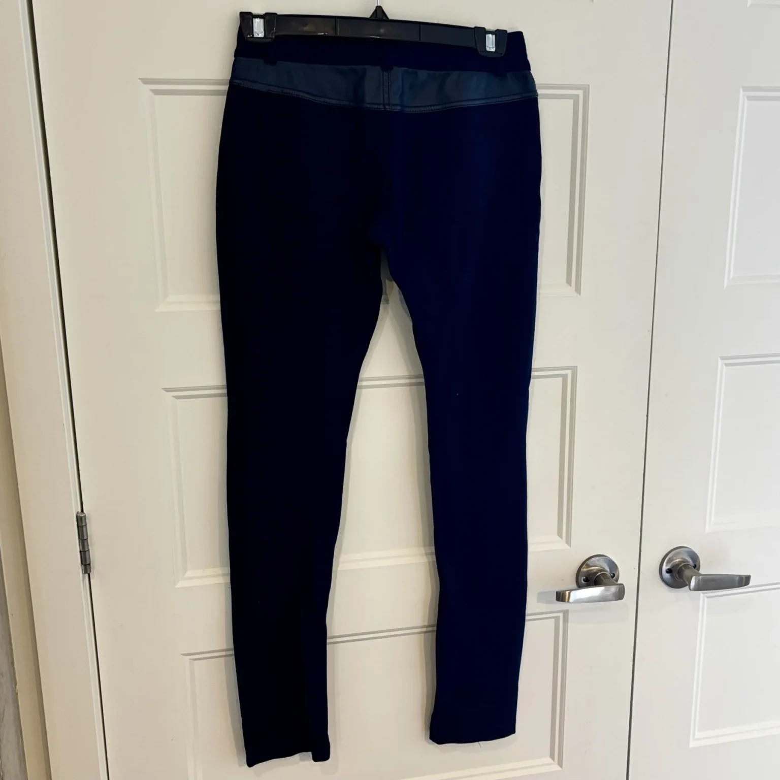 Image for Stylish navy blue leggings with zips and imitation leather