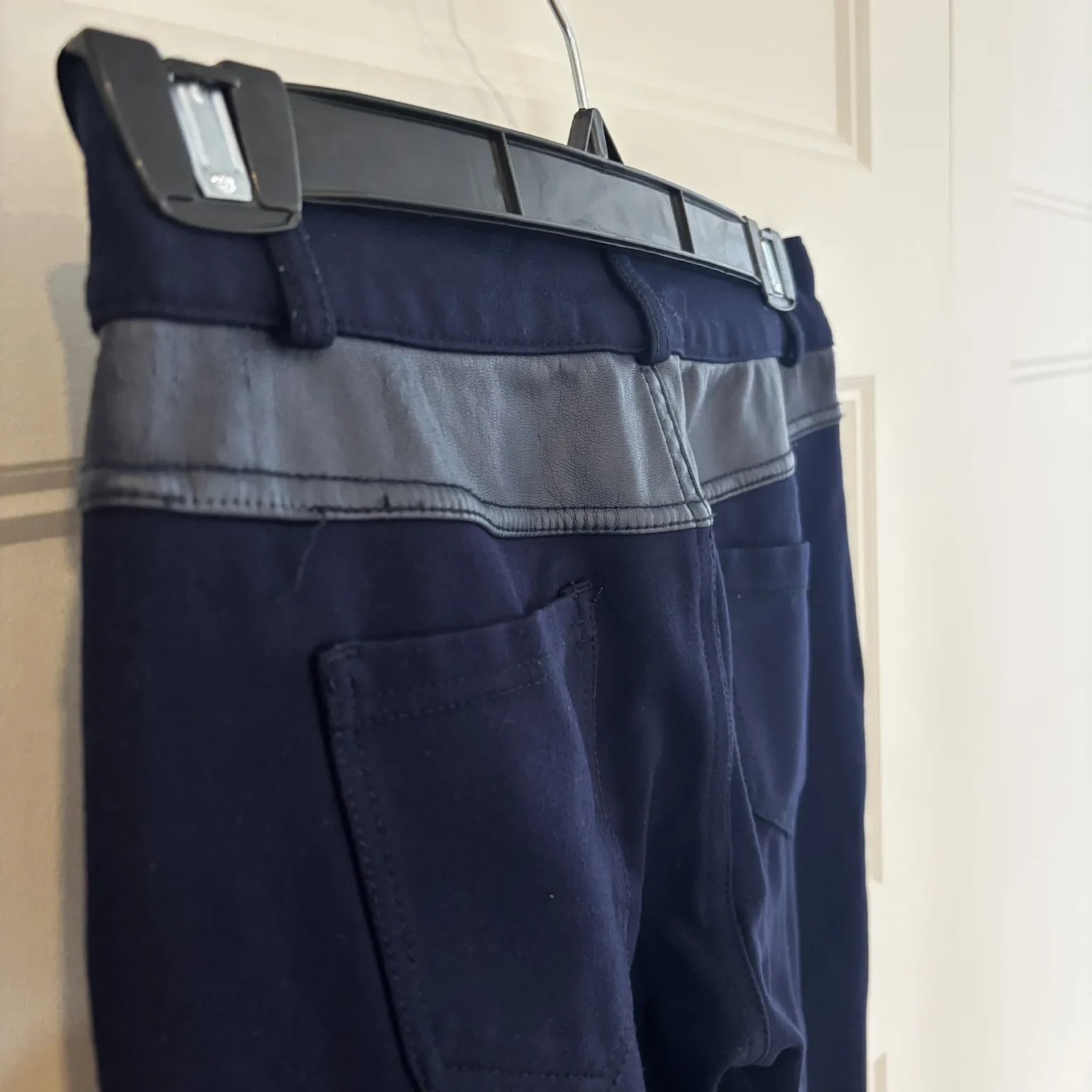 Image for Stylish navy blue leggings with zips and imitation leather