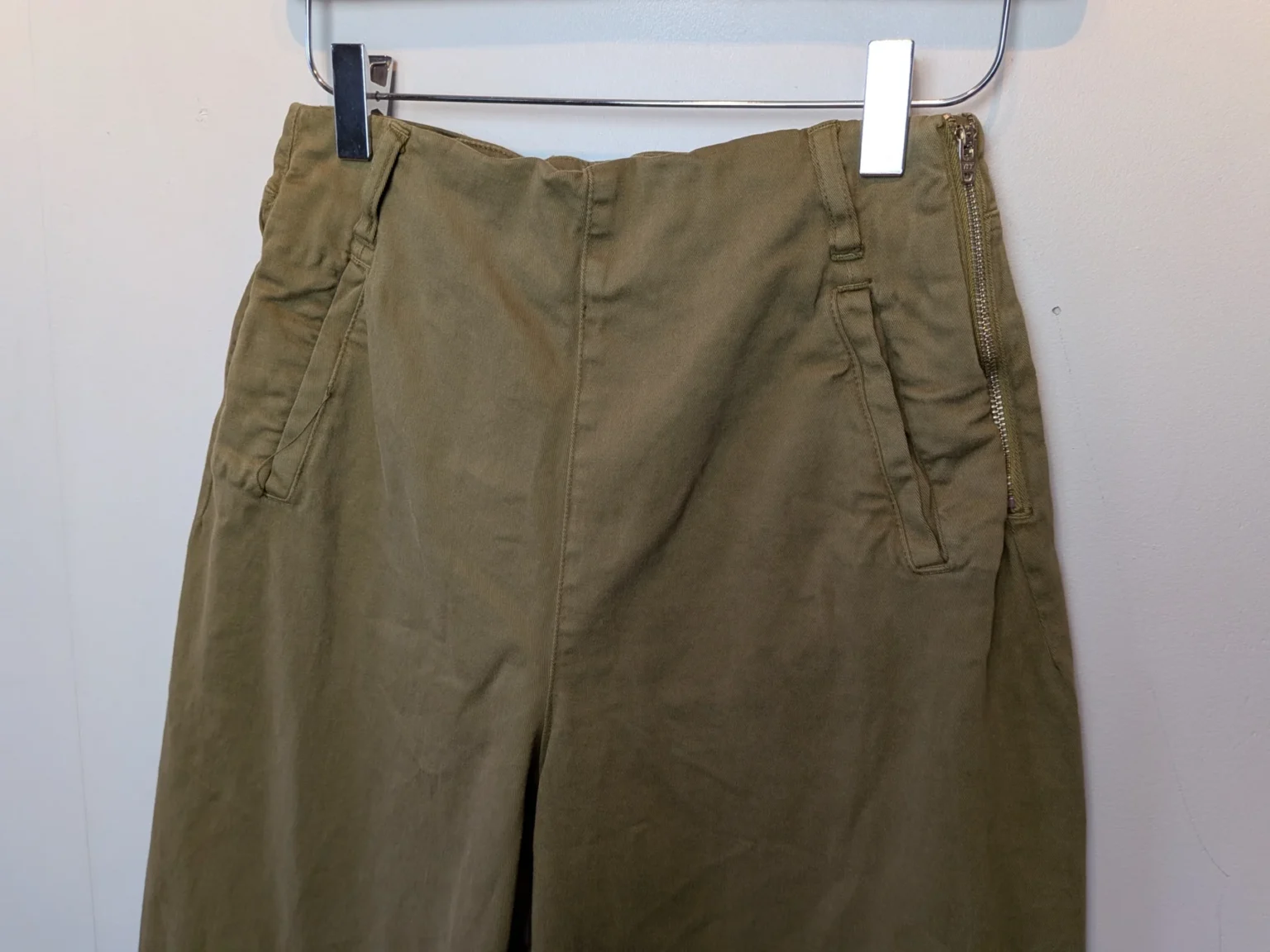 Image for ZARA Khaki trousers size 4 flare wide leg High waist