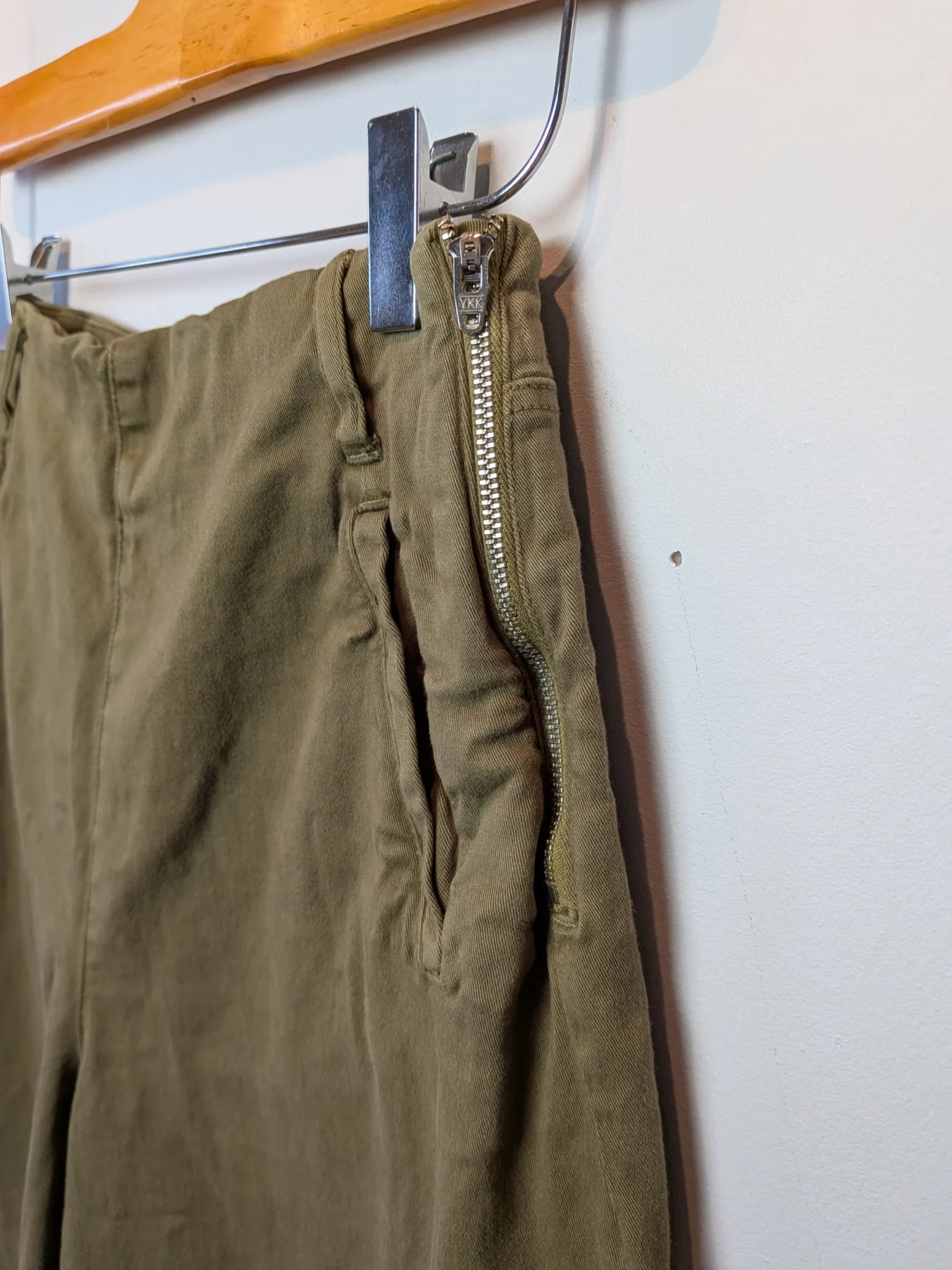 Image for ZARA Khaki trousers size 4 flare wide leg High waist