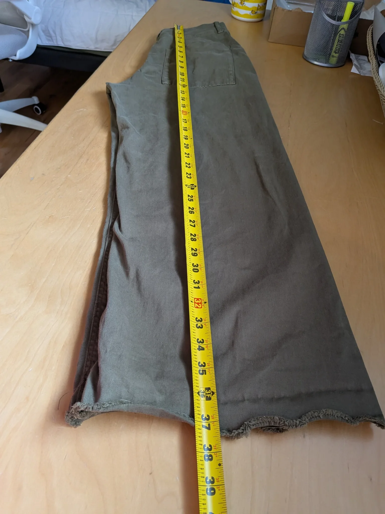 Image for ZARA Khaki trousers size 4 flare wide leg High waist