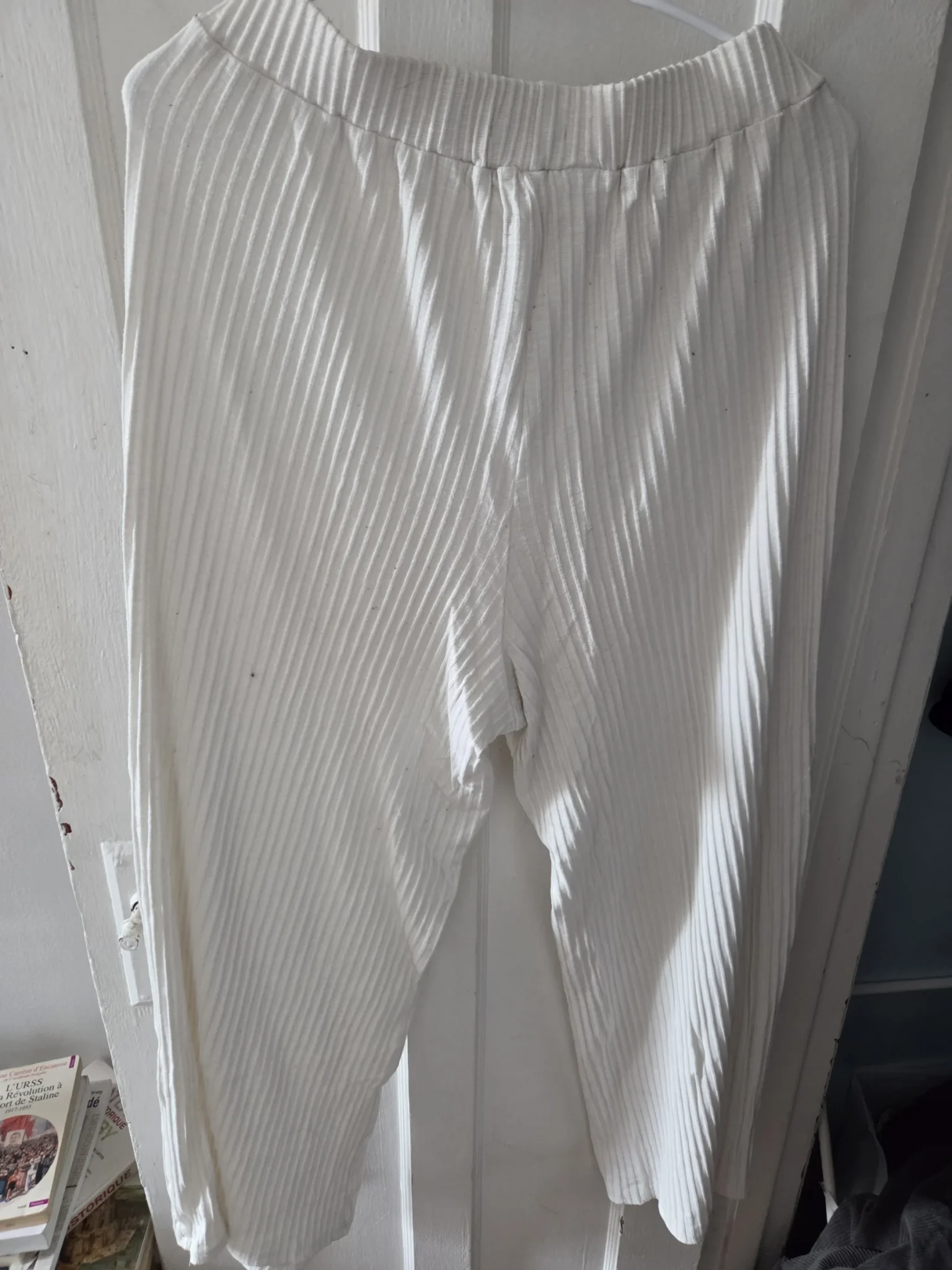 Image for Anya cream rib knit trousers